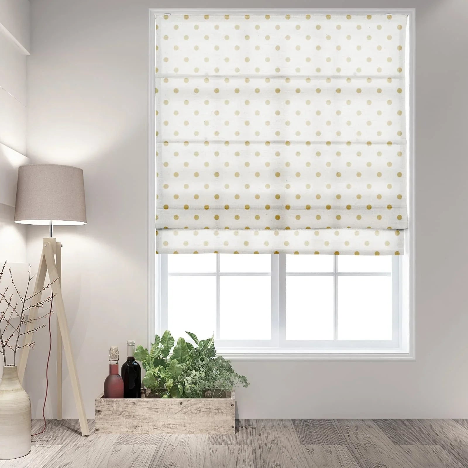 Stefana Silber Printed Cordless Roman Shade-Wooden Headrail