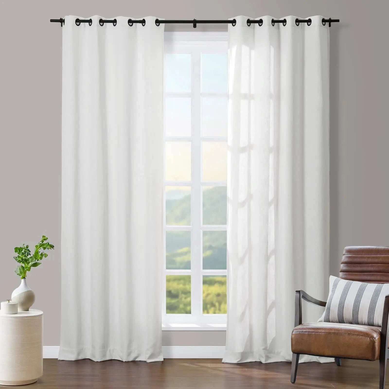 Tia Linen Curtain Drapery Grommet SLIDINGCURTAIN