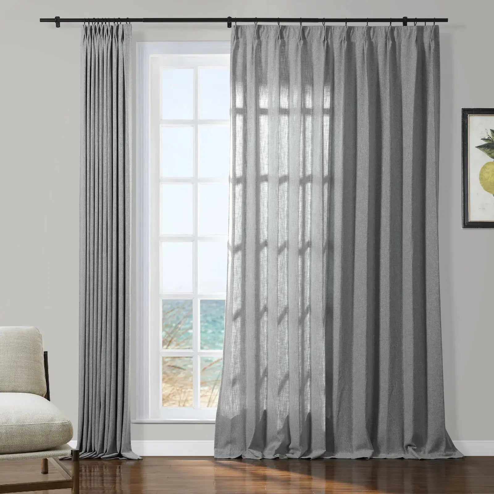 Sarai Textured Metallic Cotton Blend Curtain Pleated SLIDINGCURTAIN