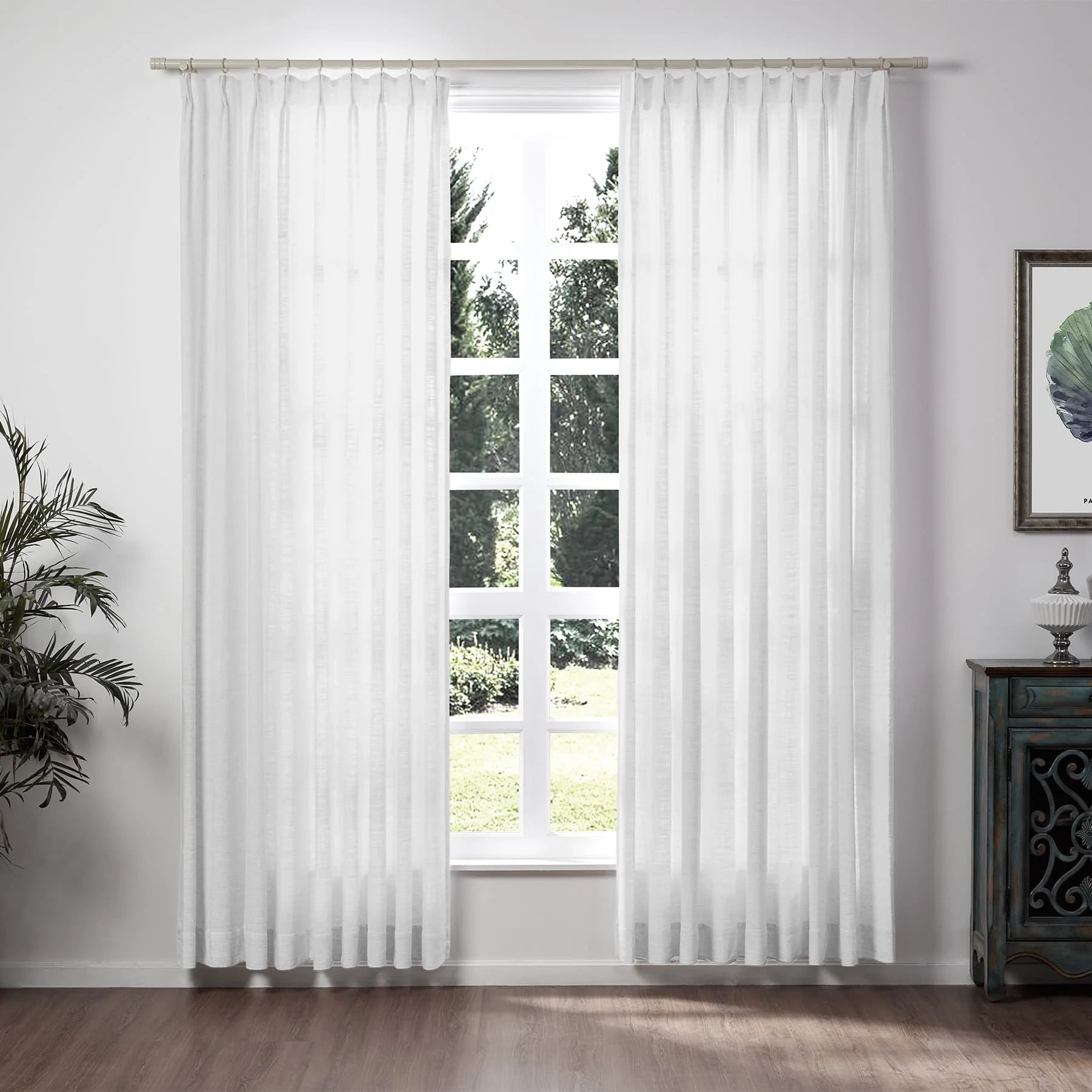 Liz Linen Extra Wide Curtains Pleated