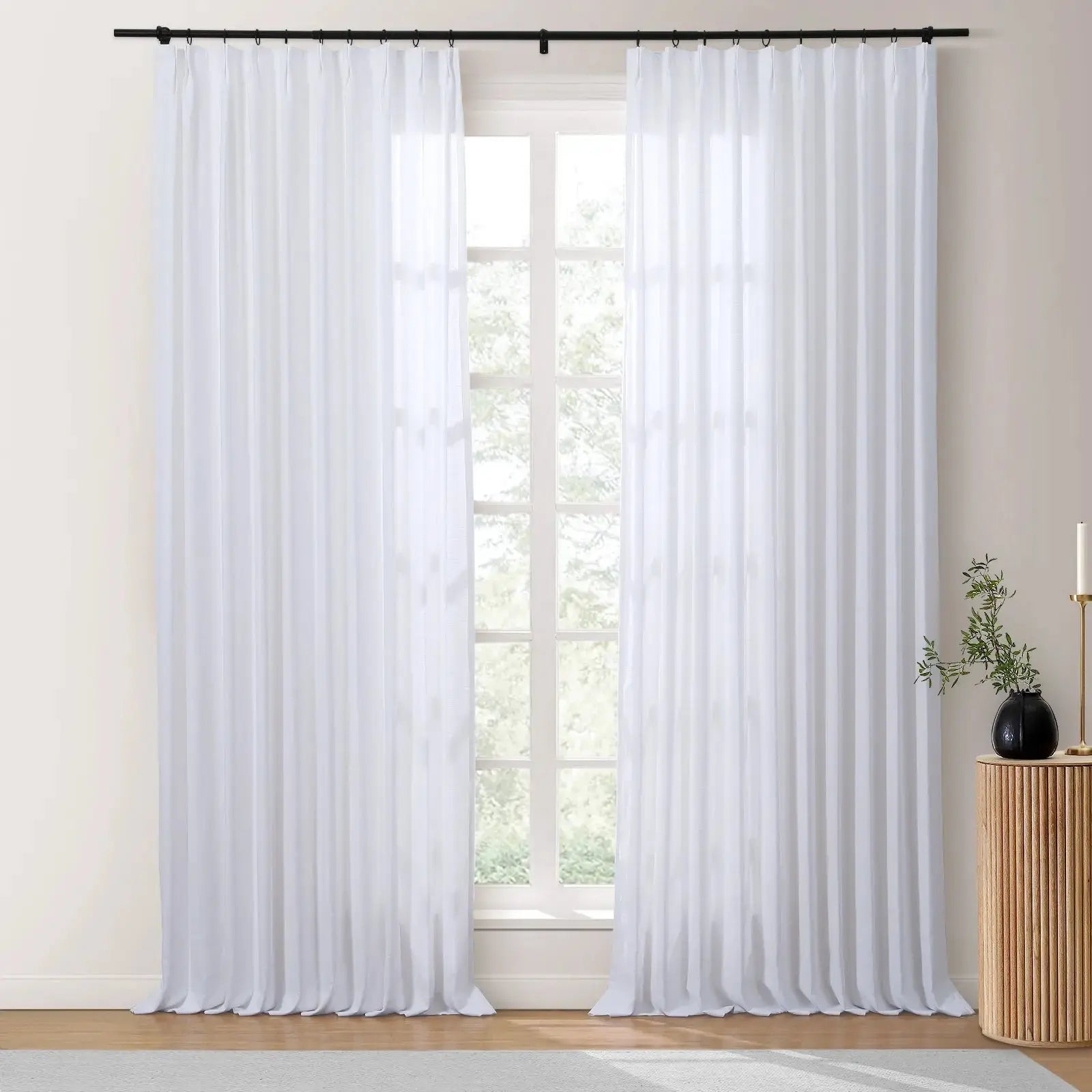 Isabella Cotton Drapery Pinch Pleat with Unlined SLIDINGCURTAIN