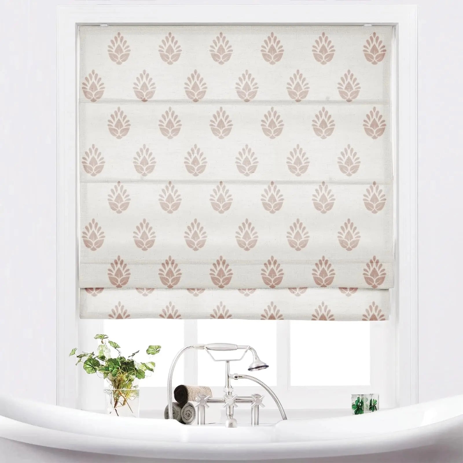 Stefana Silber Printed Cordless Roman Shade SLIDINGCURTAIN