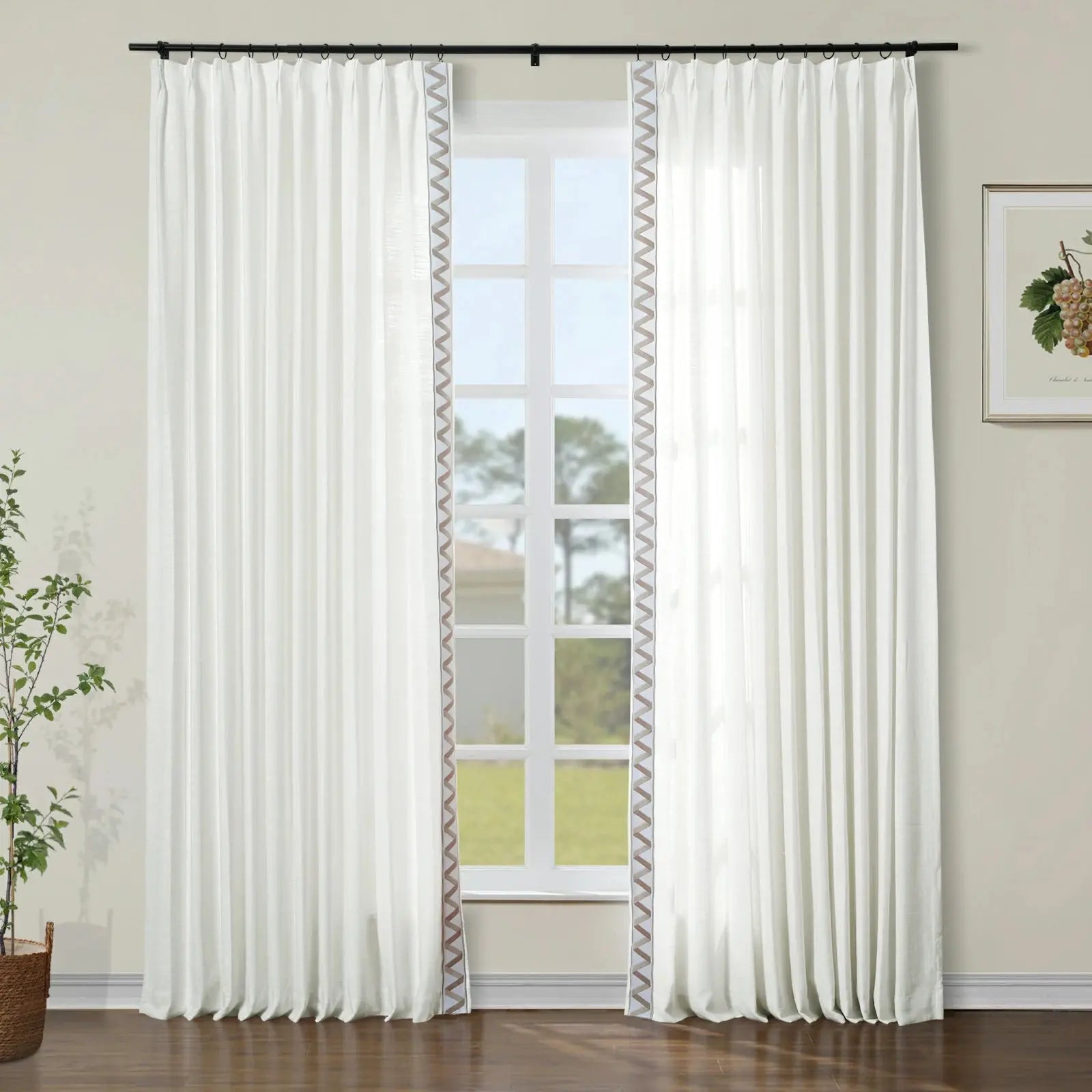 Custom Curtains with Trim Border(Sold per Pair)