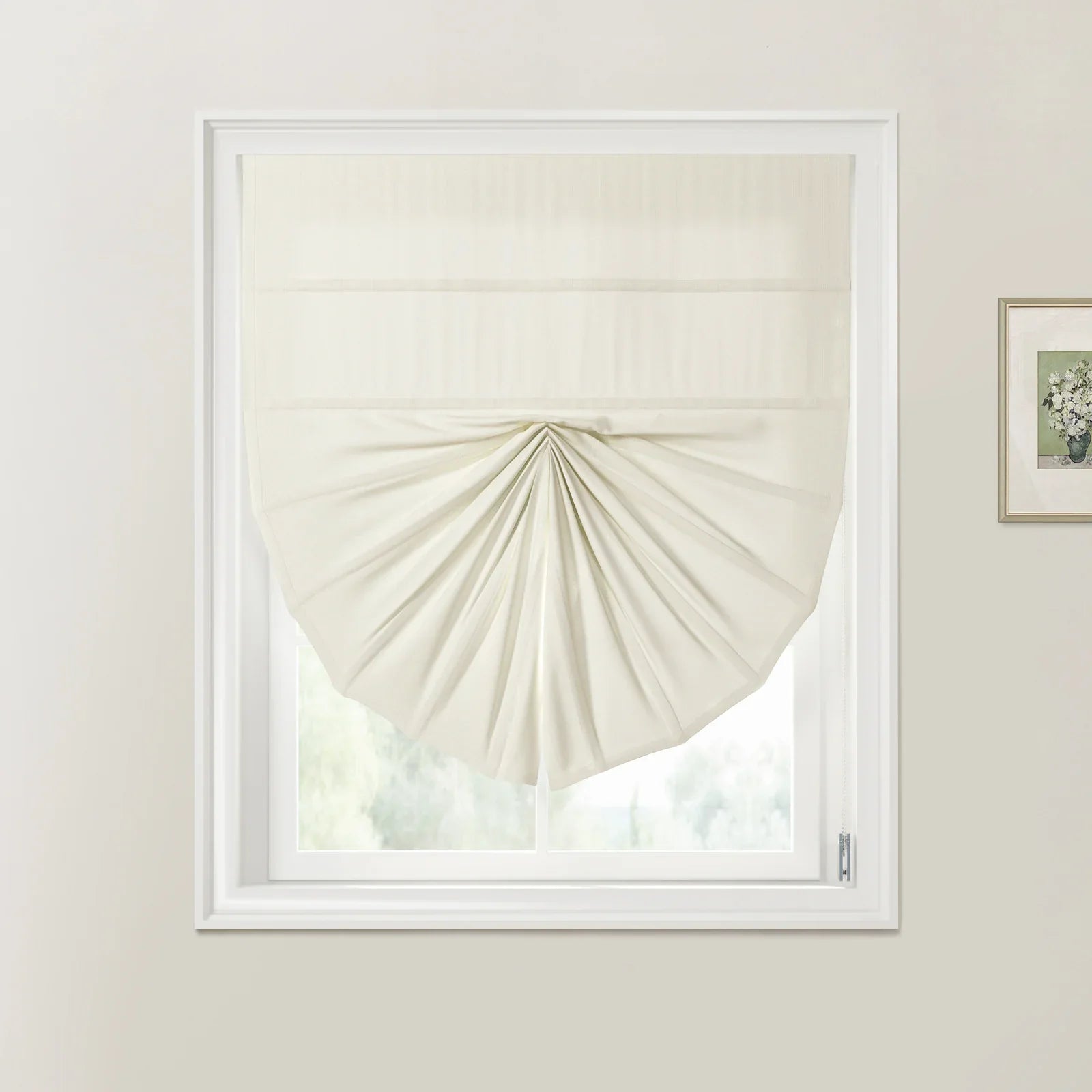 Ron Linen Cotton Fan Roman Shades Cord Lift