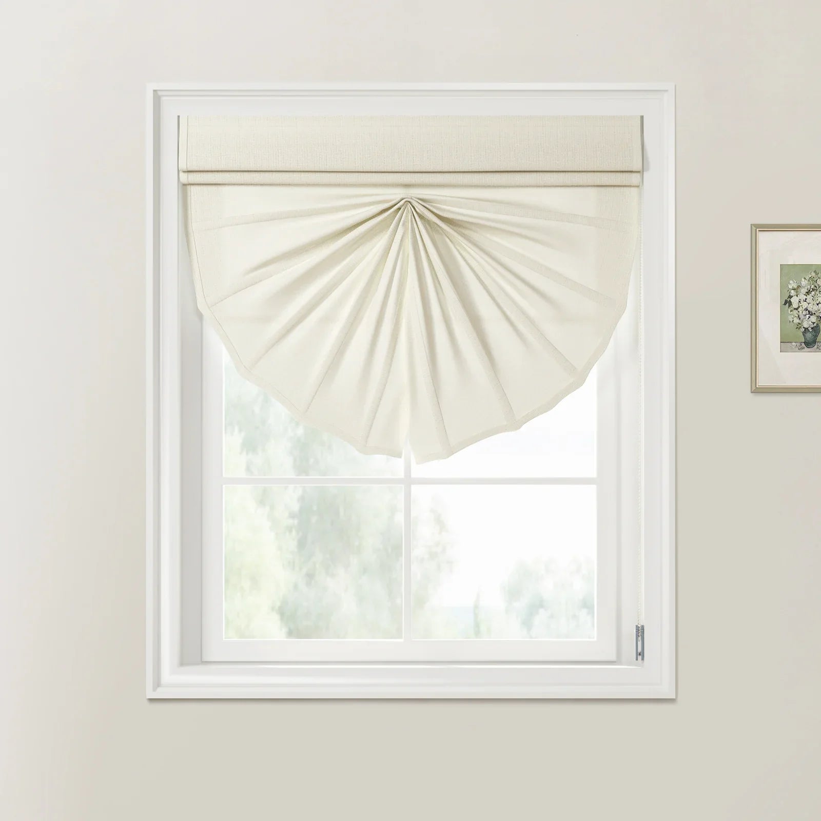 Ron Linen Cotton Fan Roman Shades Cord Lift