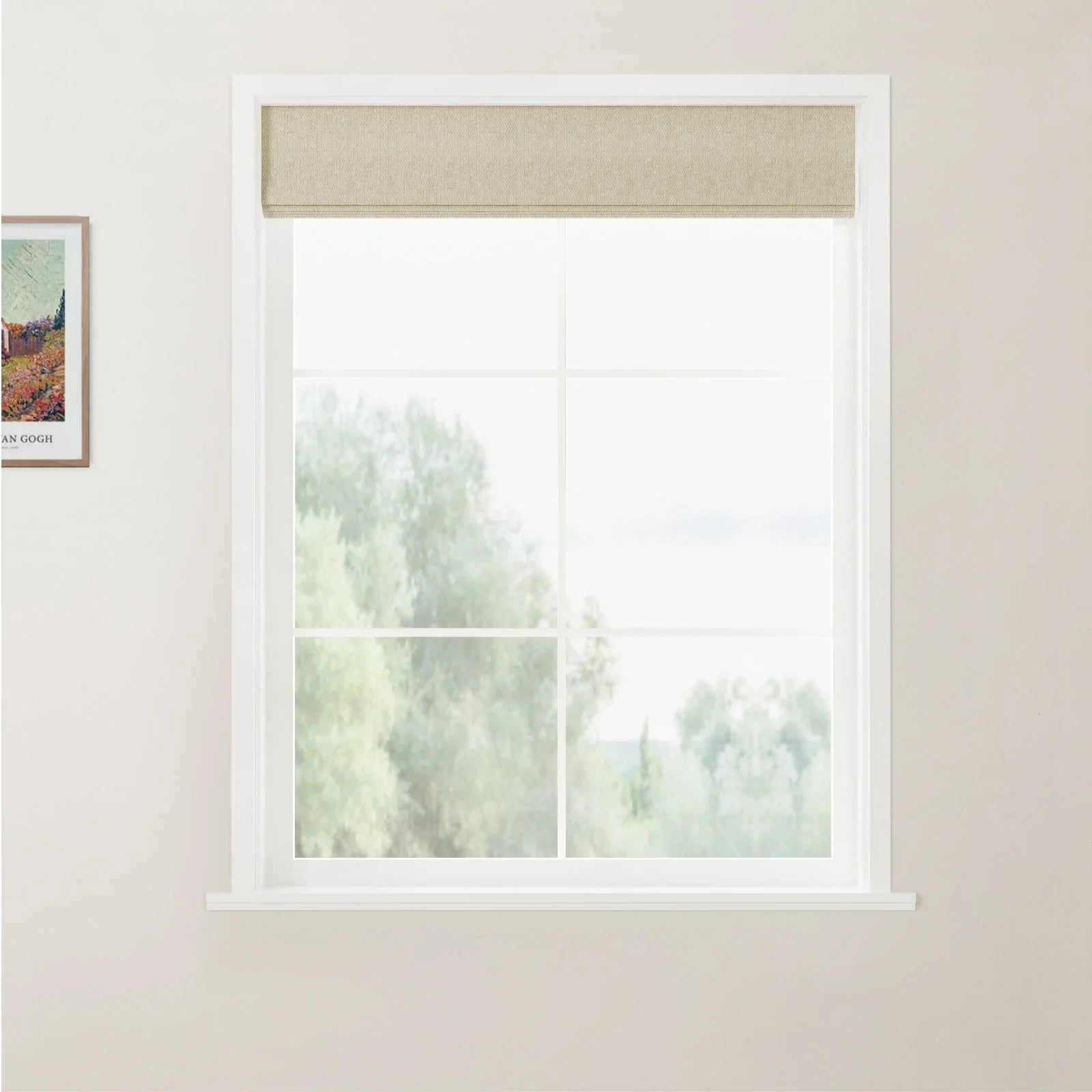 Ron Linen Cotton Back Slat Roman Shades Cordless