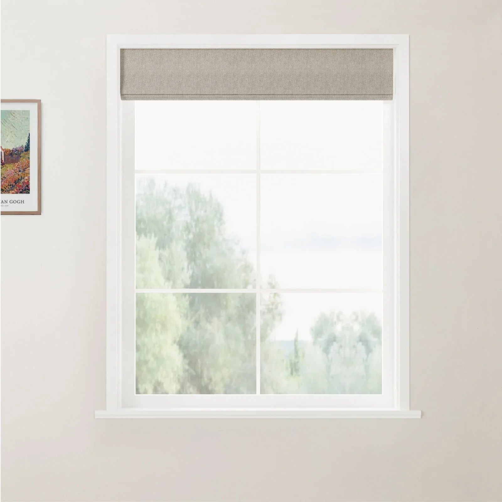 Ron Linen Cotton Back Slat Roman Shades Cordless