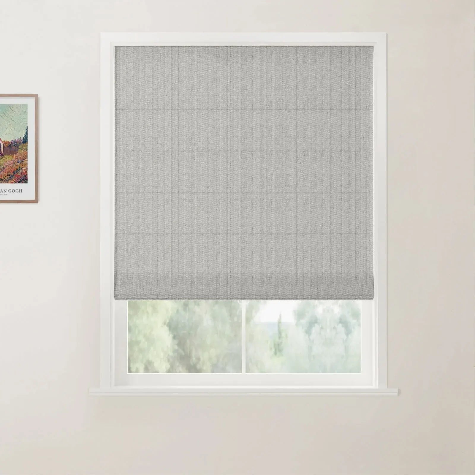 Ron Linen Cotton Back Slat Roman Shades Cordless