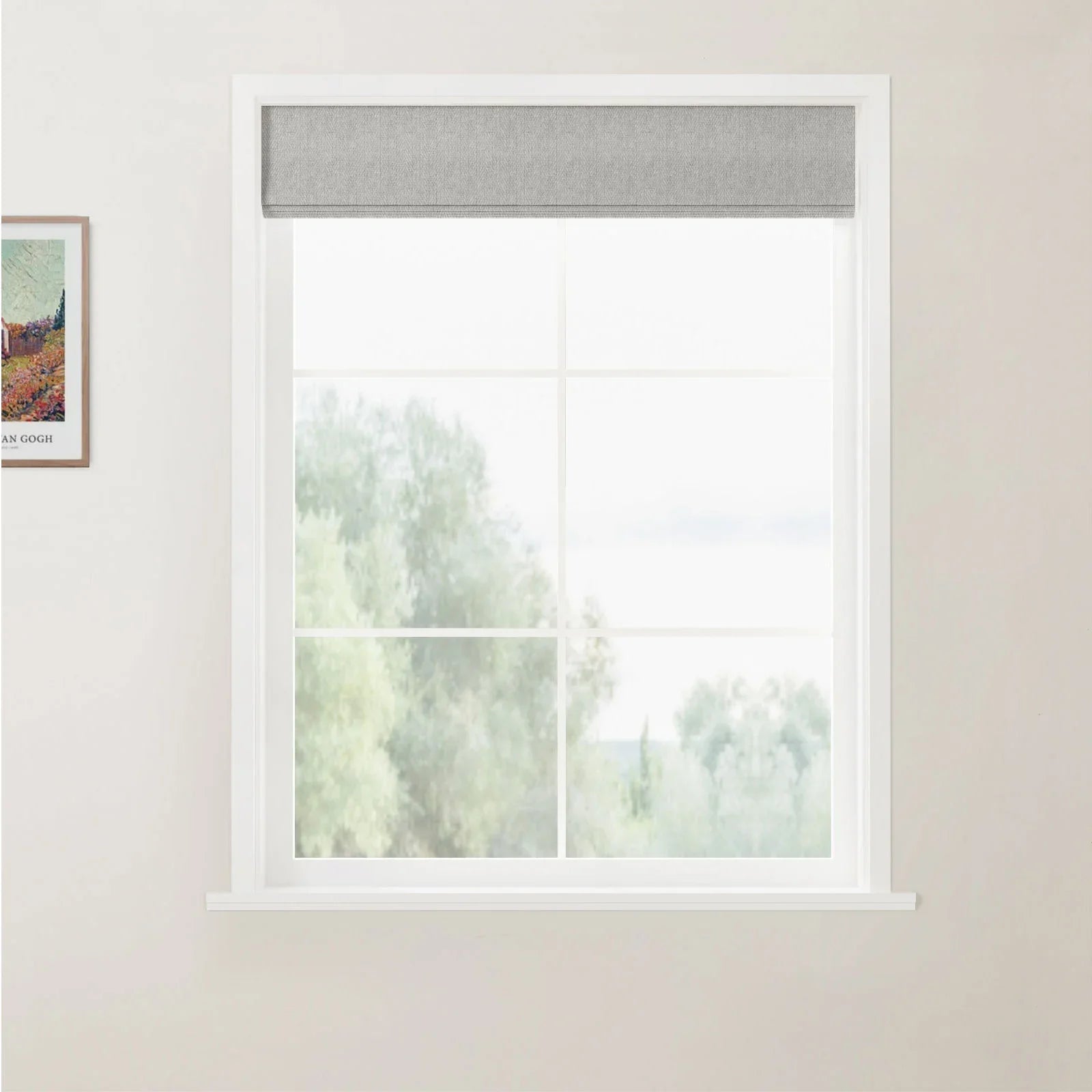 Ron Linen Cotton Back Slat Roman Shades Cordless