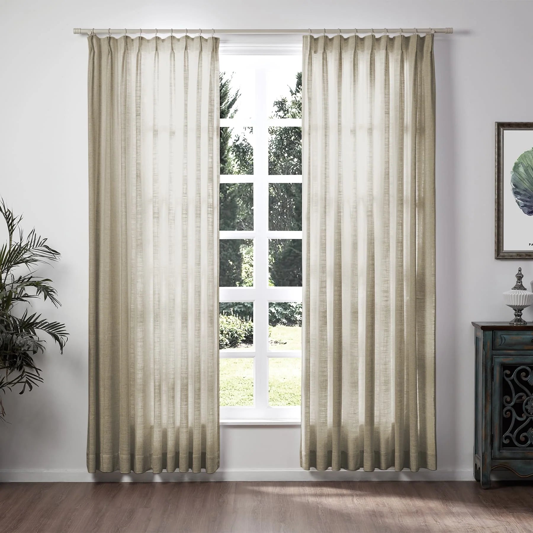 Liz Linen Extra Wide Curtains Pleated