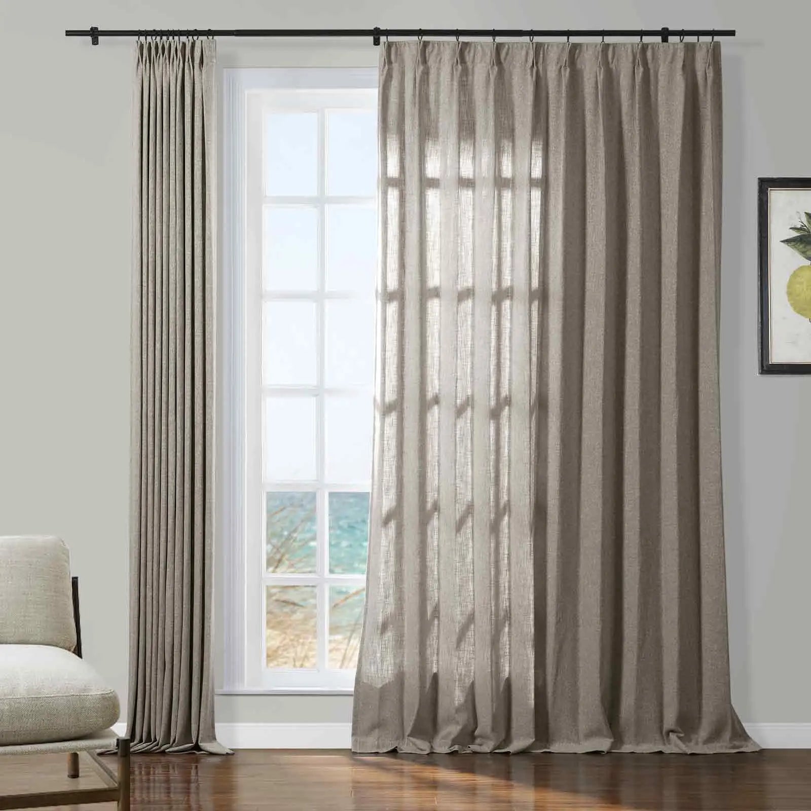 Sarai Textured Metallic Cotton Blend Curtain Pleated SLIDINGCURTAIN