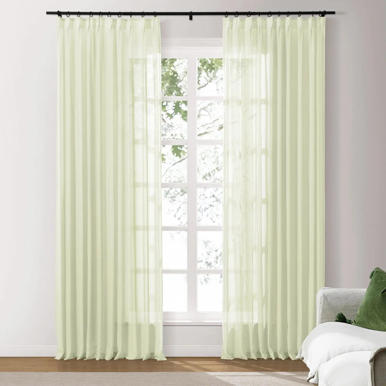 Scandina Solid Voile Sheer Curtain Pleated SLIDINGCURTAIN