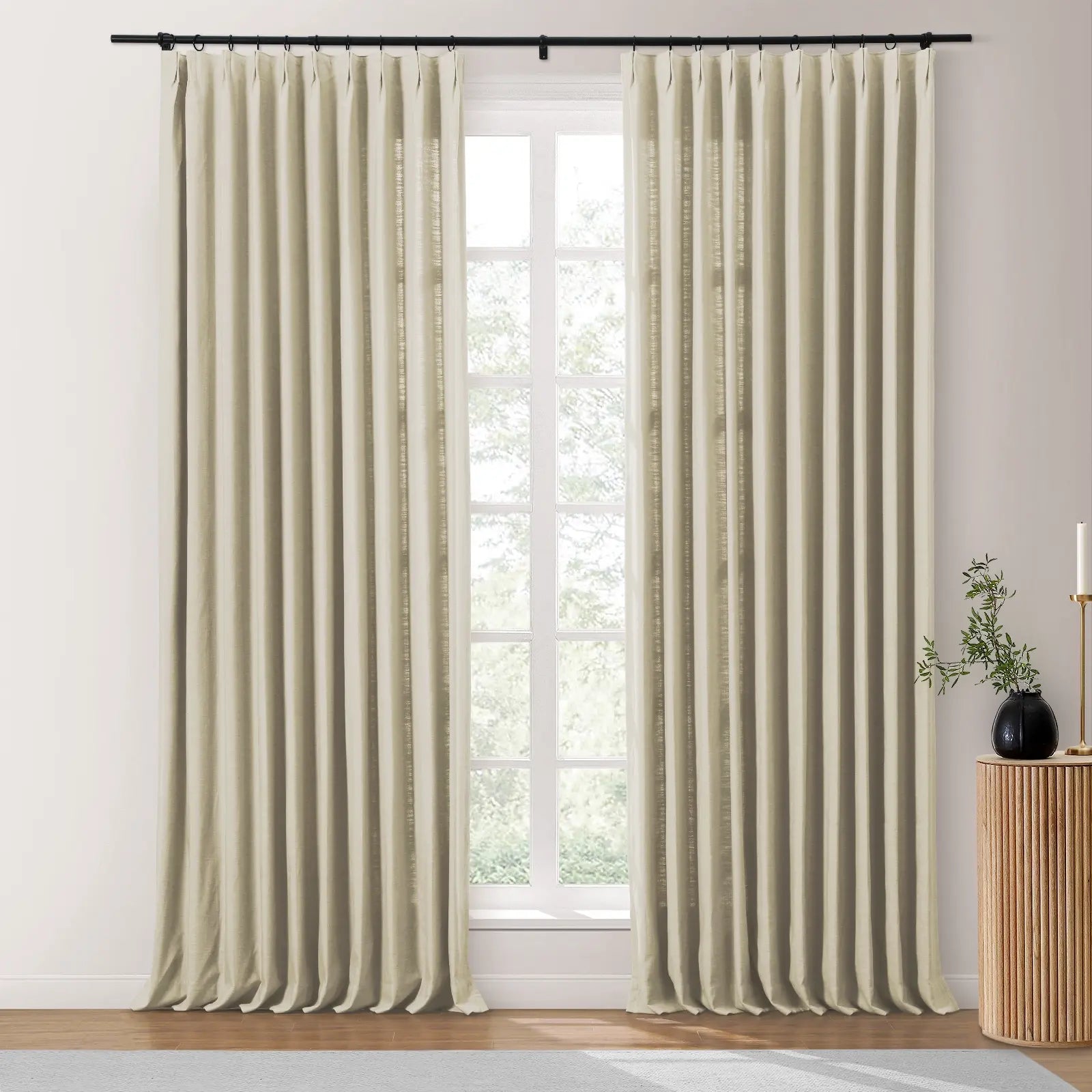 Isabella Heavyweight Polyester Cotton Blend Drapery Pleated SLIDINGCURTAIN