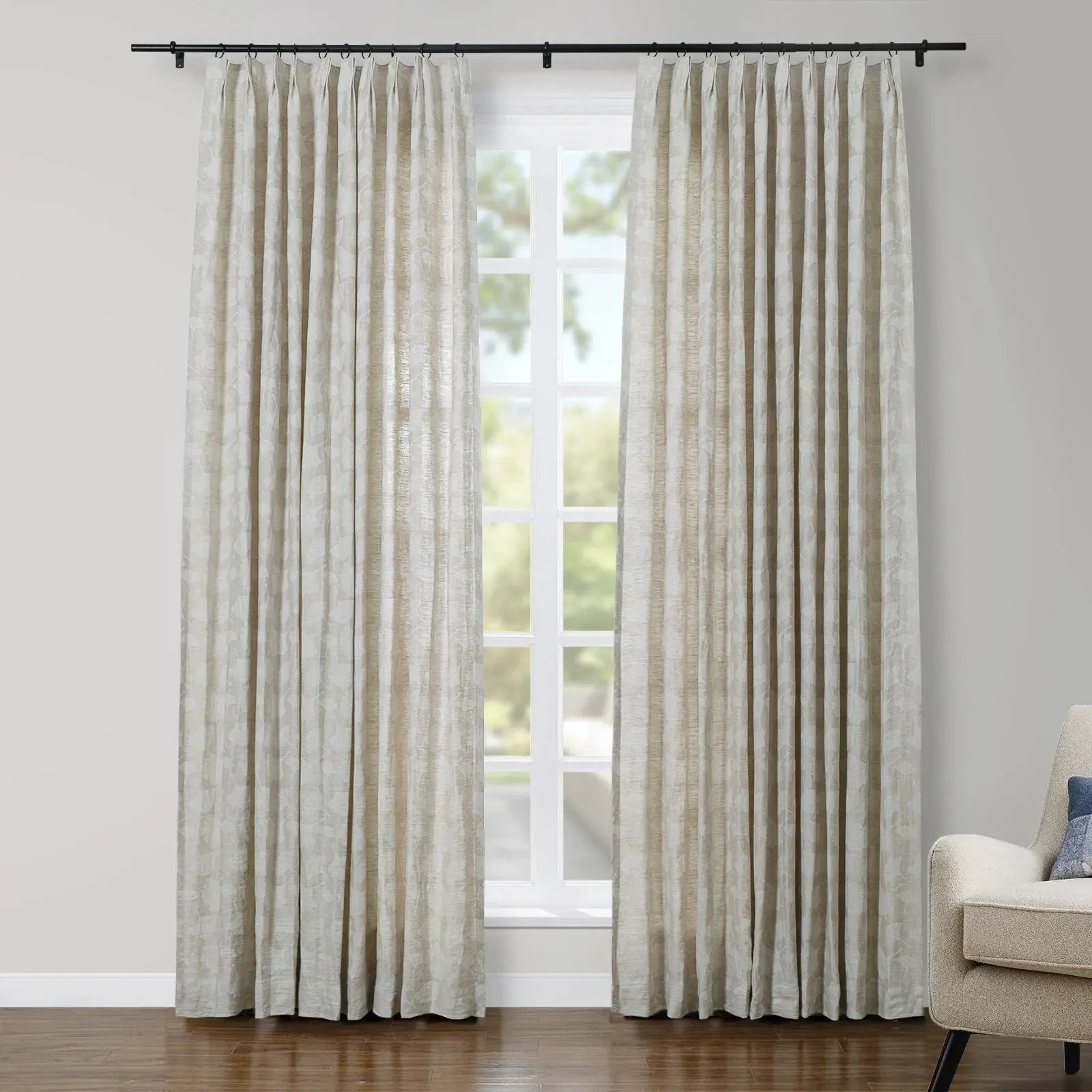 Lance 100% Linen Jacquard Curtain Pleated SLIDINGCURTAIN