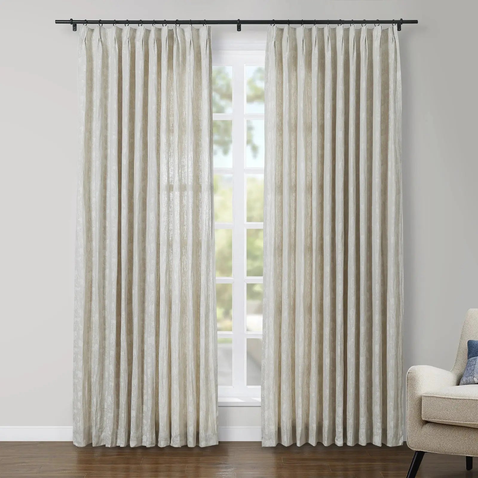 Lance 100% Linen Jacquard Curtain Pleated SLIDINGCURTAIN