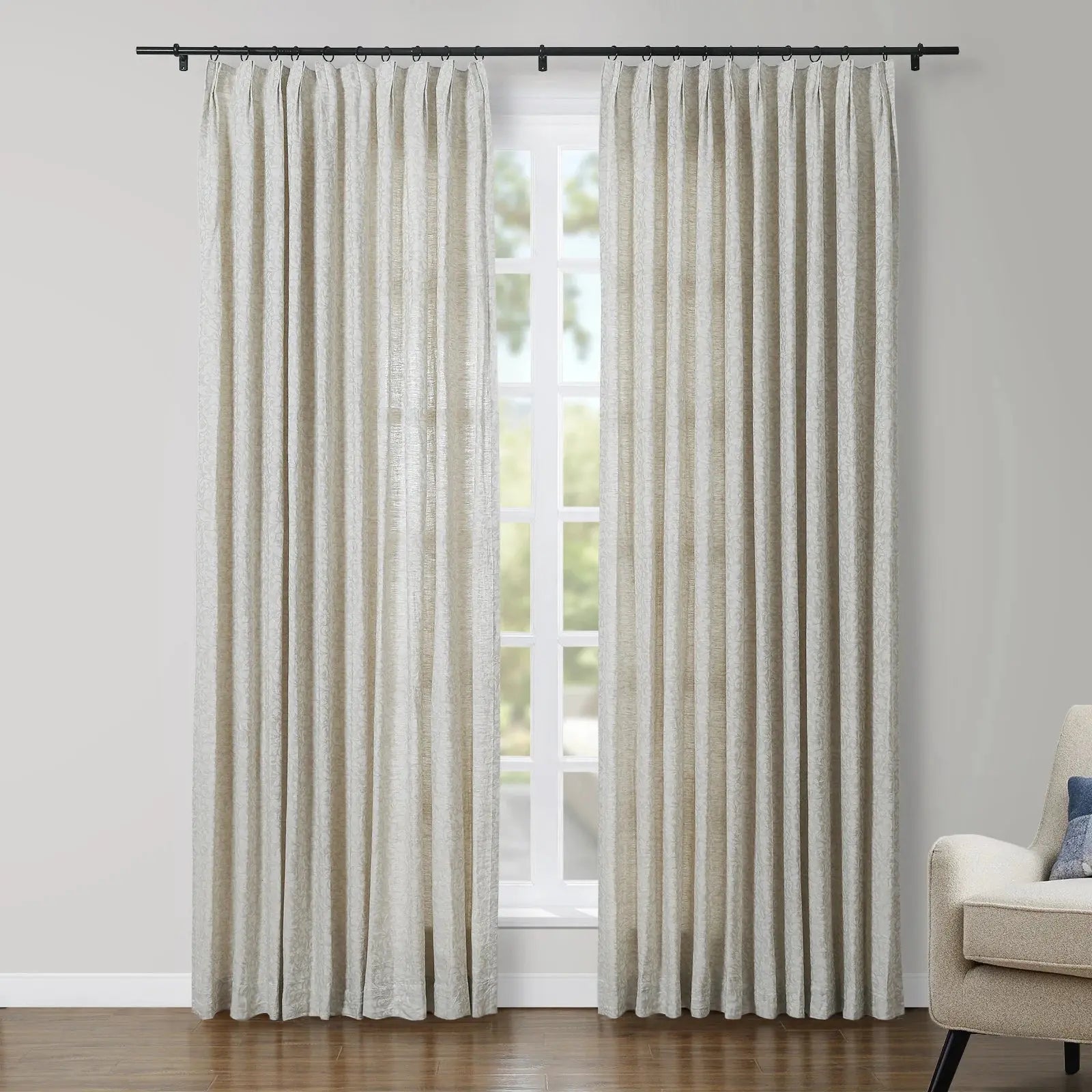 Lance 100% Linen Jacquard Curtain Pleated SLIDINGCURTAIN