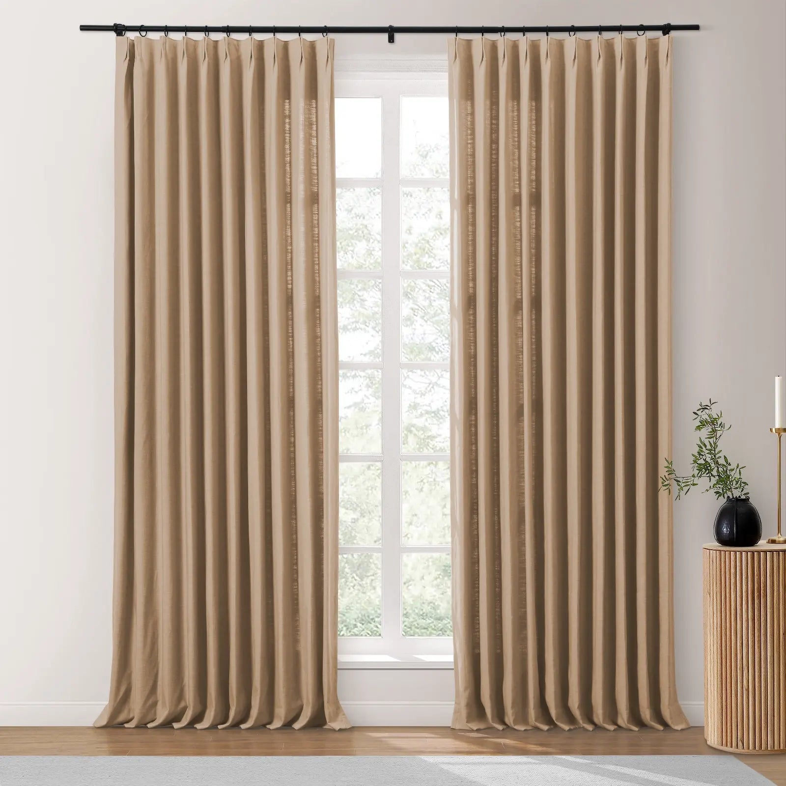 Isabella Heavyweight Polyester Cotton Blend Drapery Pleated SLIDINGCURTAIN