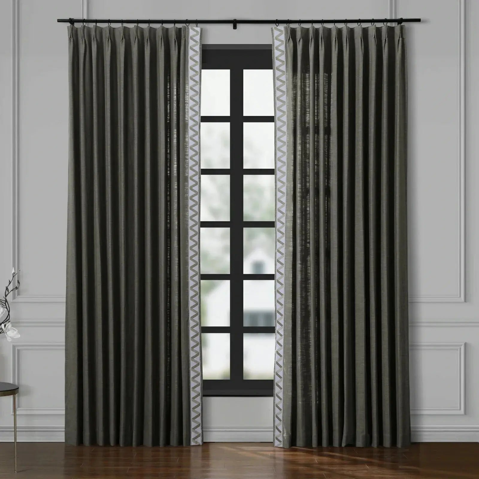 Isabella Cotton Curtains with Border Trim (Sold per Pair)