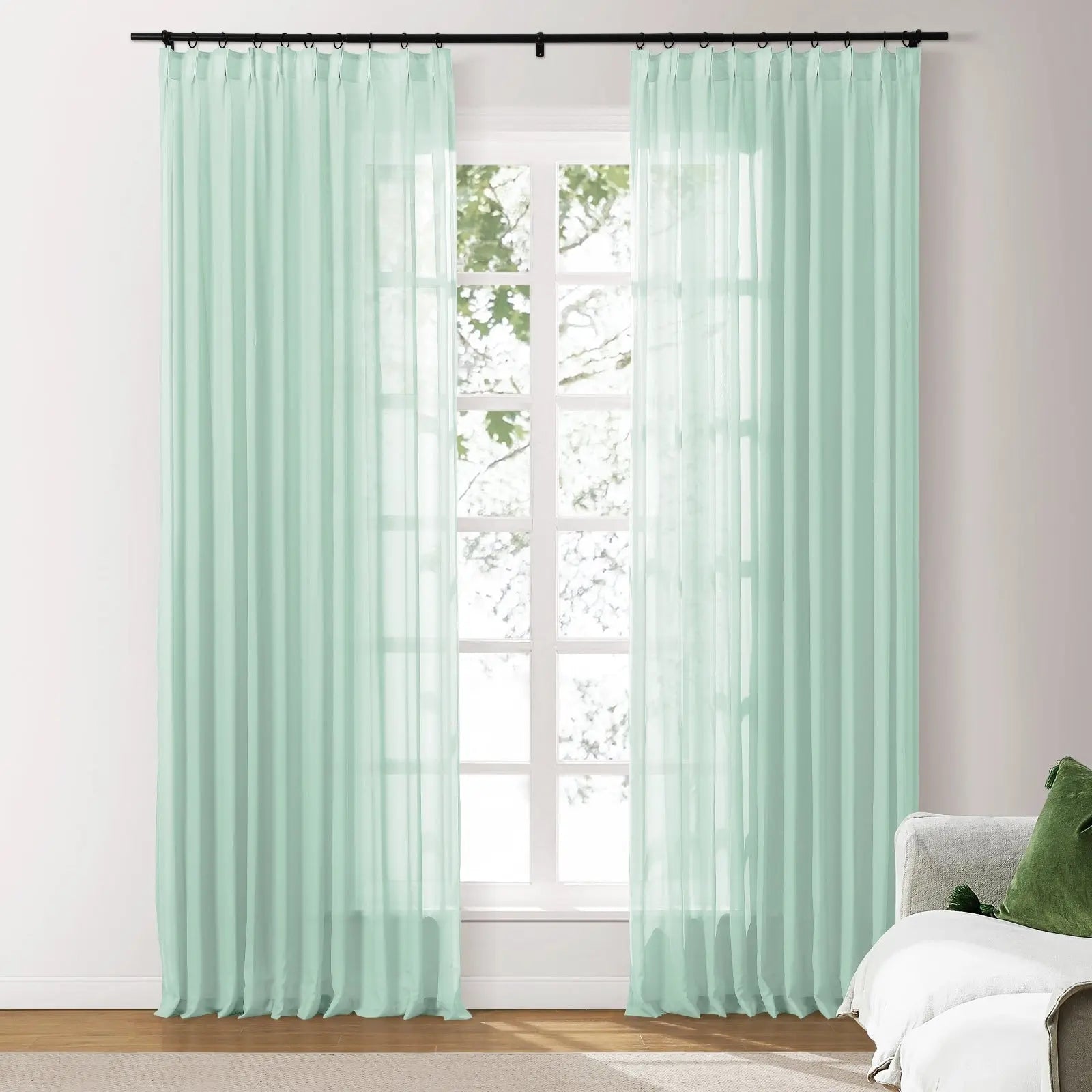 Scandina Solid Voile Sheer Curtain Pleated SLIDINGCURTAIN