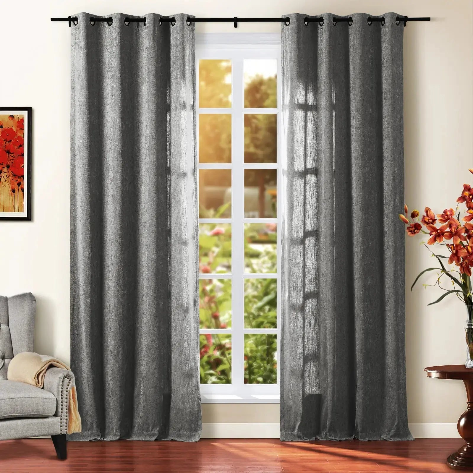 Tino Heavyweight Chenille Drapery Grommet SLIDINGCURTAIN