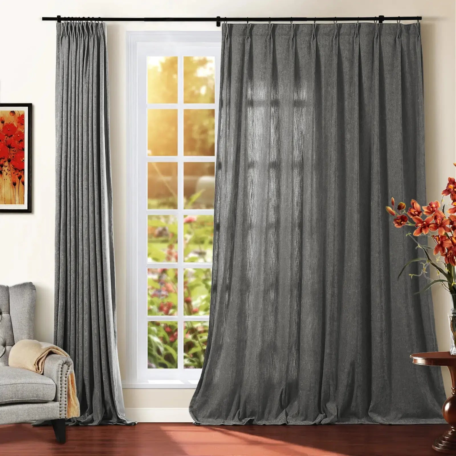 Tino Heavyweight Chenille Drapery Pleated SLIDINGCURTAIN