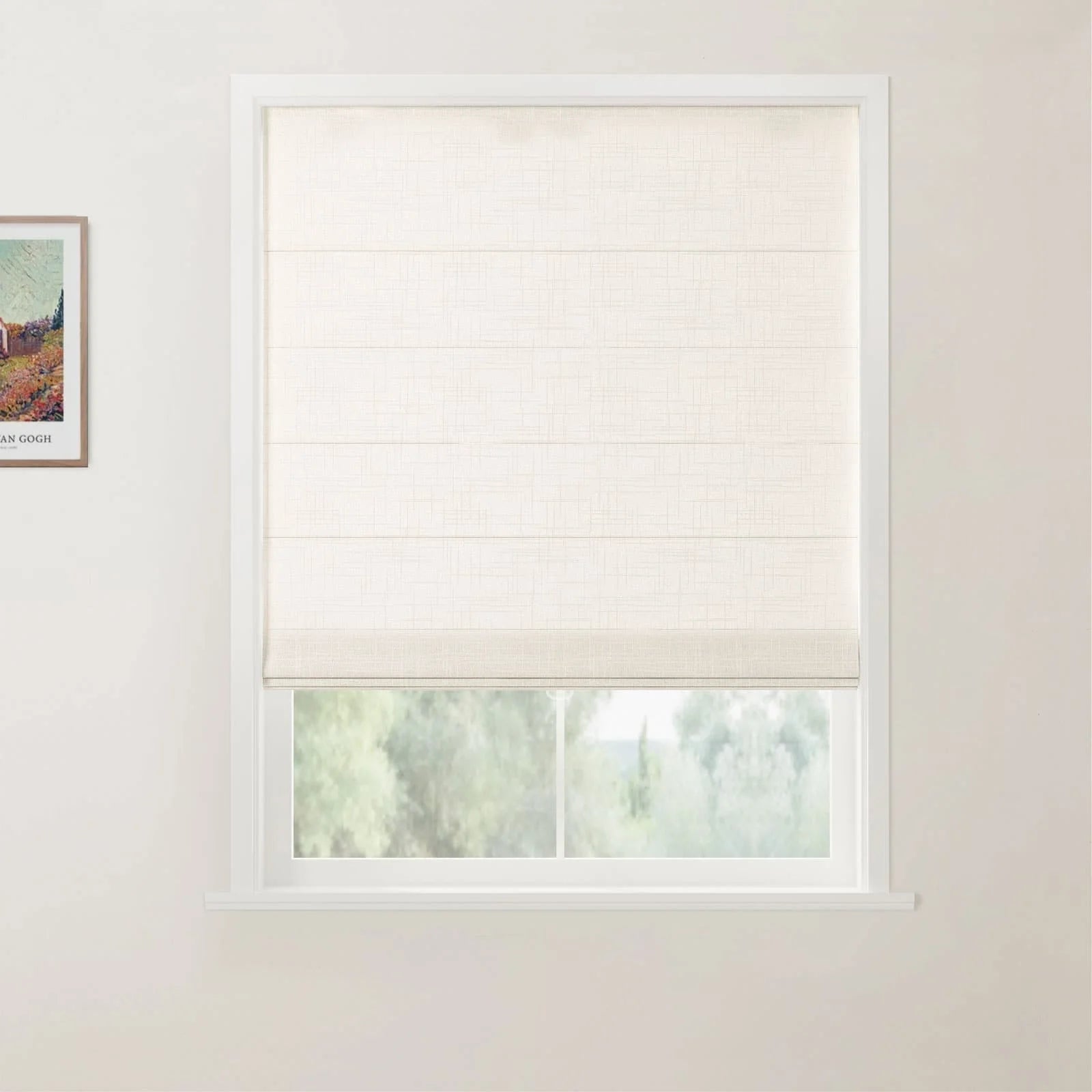 Ian Linen Flat Fold Roman Shade Cordless