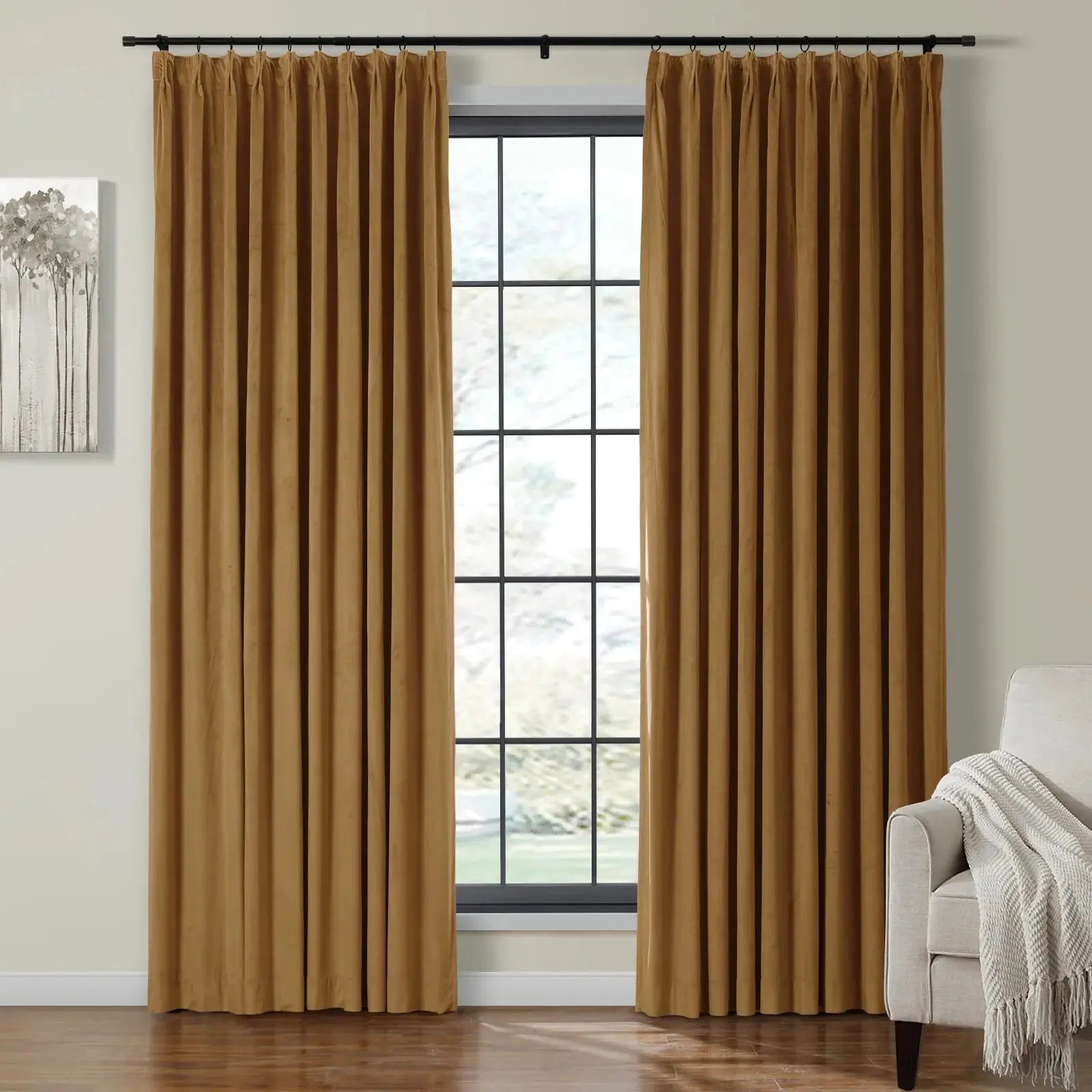 Birkin Velvet Pinch Pleat Room Darkening Drapery SLIDINGCURTAIN