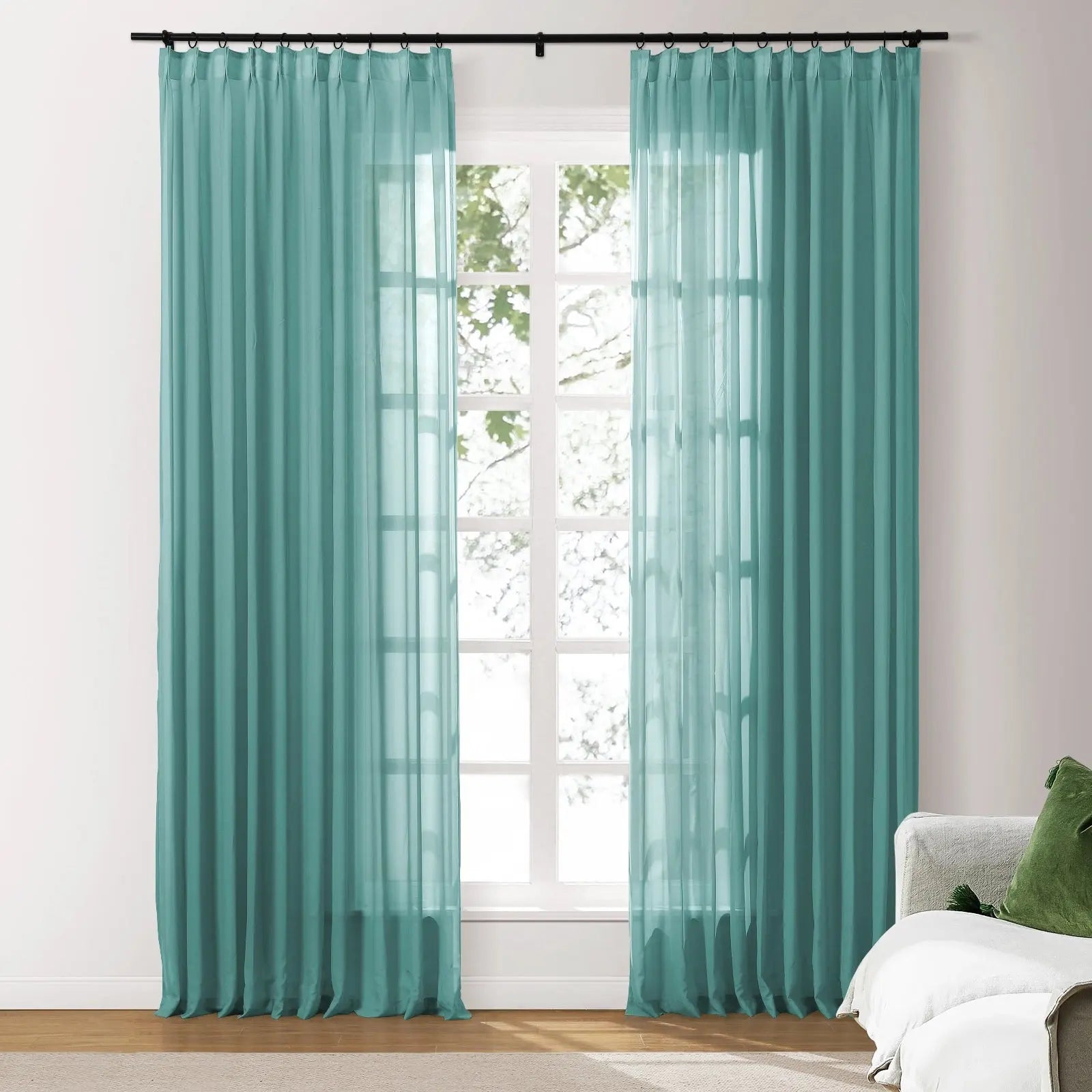 Scandina Solid Voile Sheer Curtain Pleated SLIDINGCURTAIN