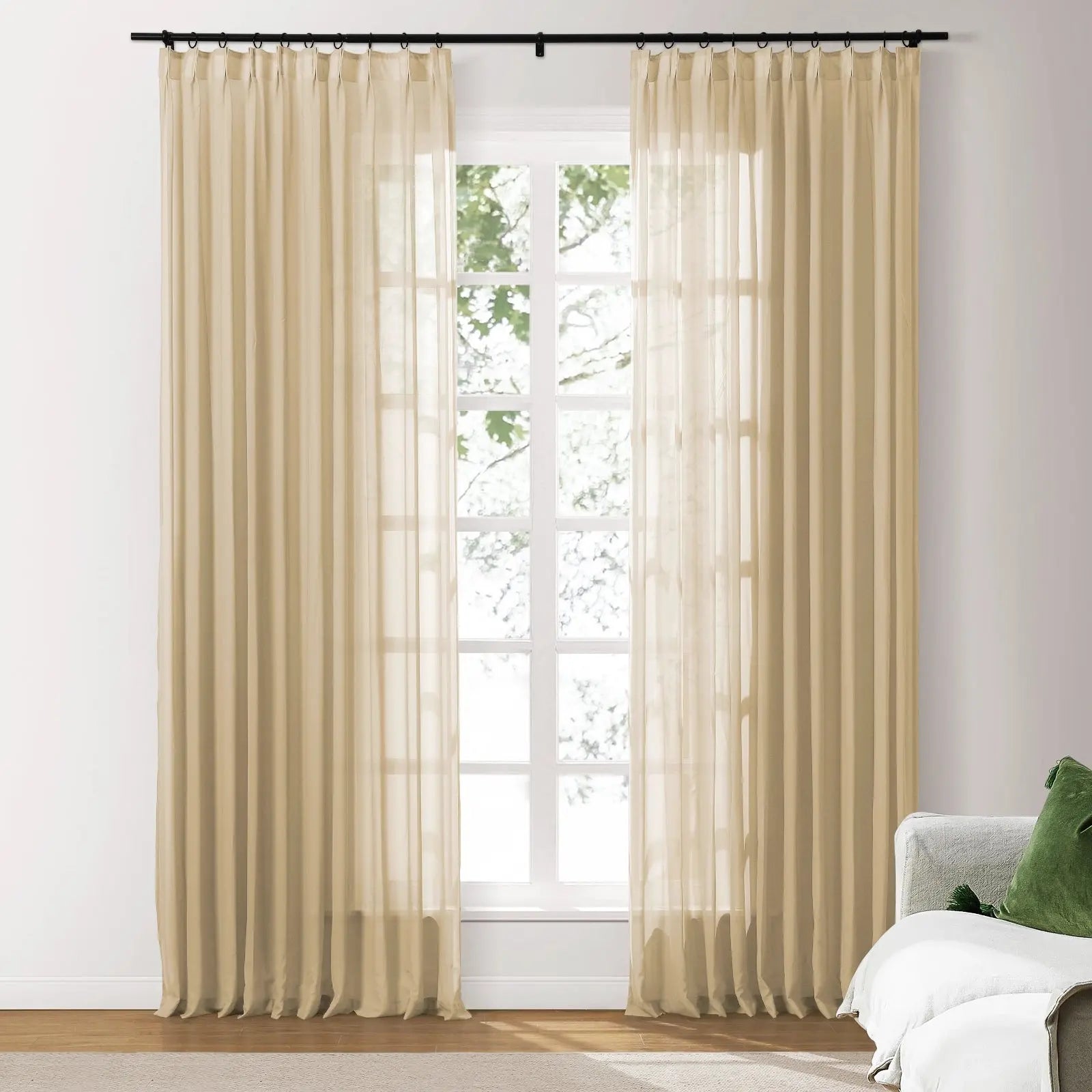 Scandina Solid Voile Sheer Curtain Pleated SLIDINGCURTAIN