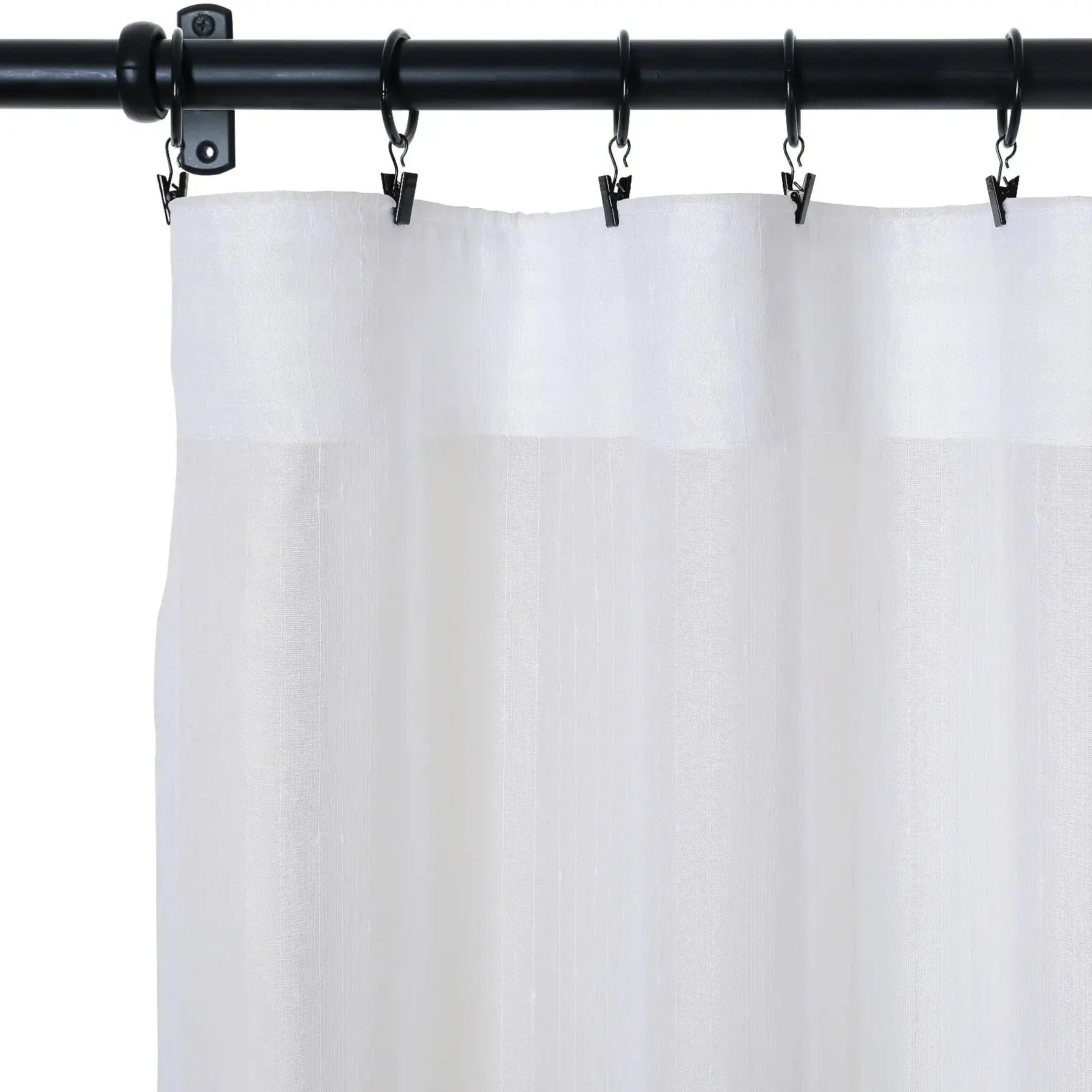 Florida Embossed White Semi Sheer Curtain Pleated