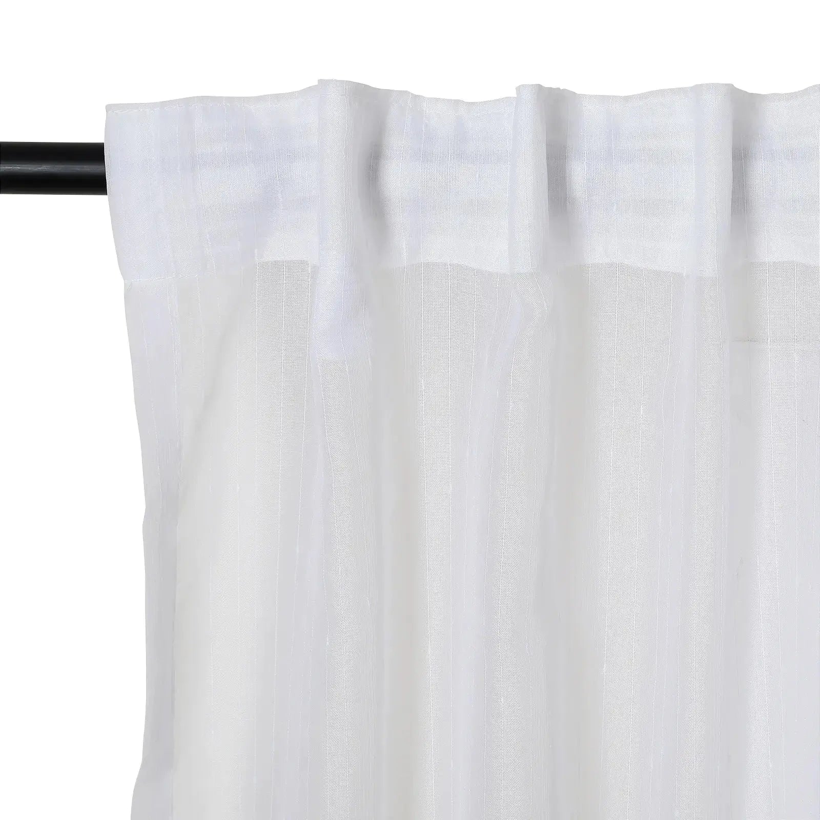 Florida Embossed White Semi Sheer Curtain Pleated