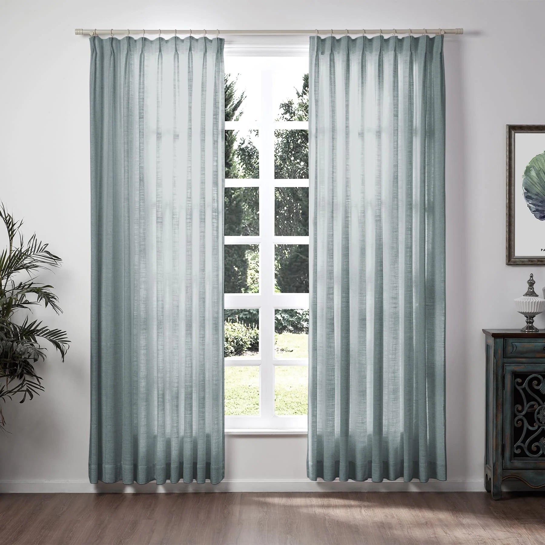 Liz Linen Extra Wide Curtains Pleated