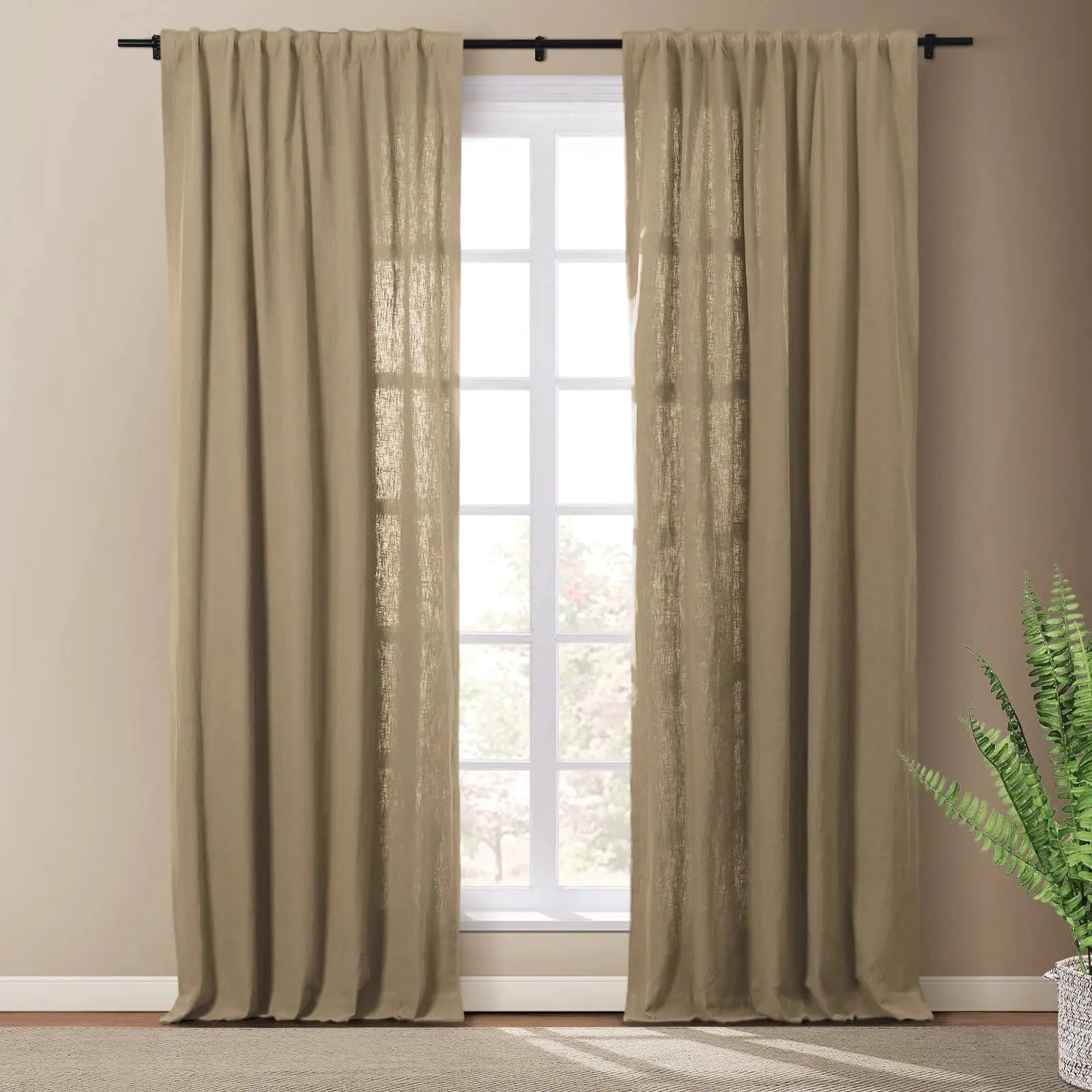 Masha Linen Cotton Textured Drapery Soft Top SLIDINGCURTAIN