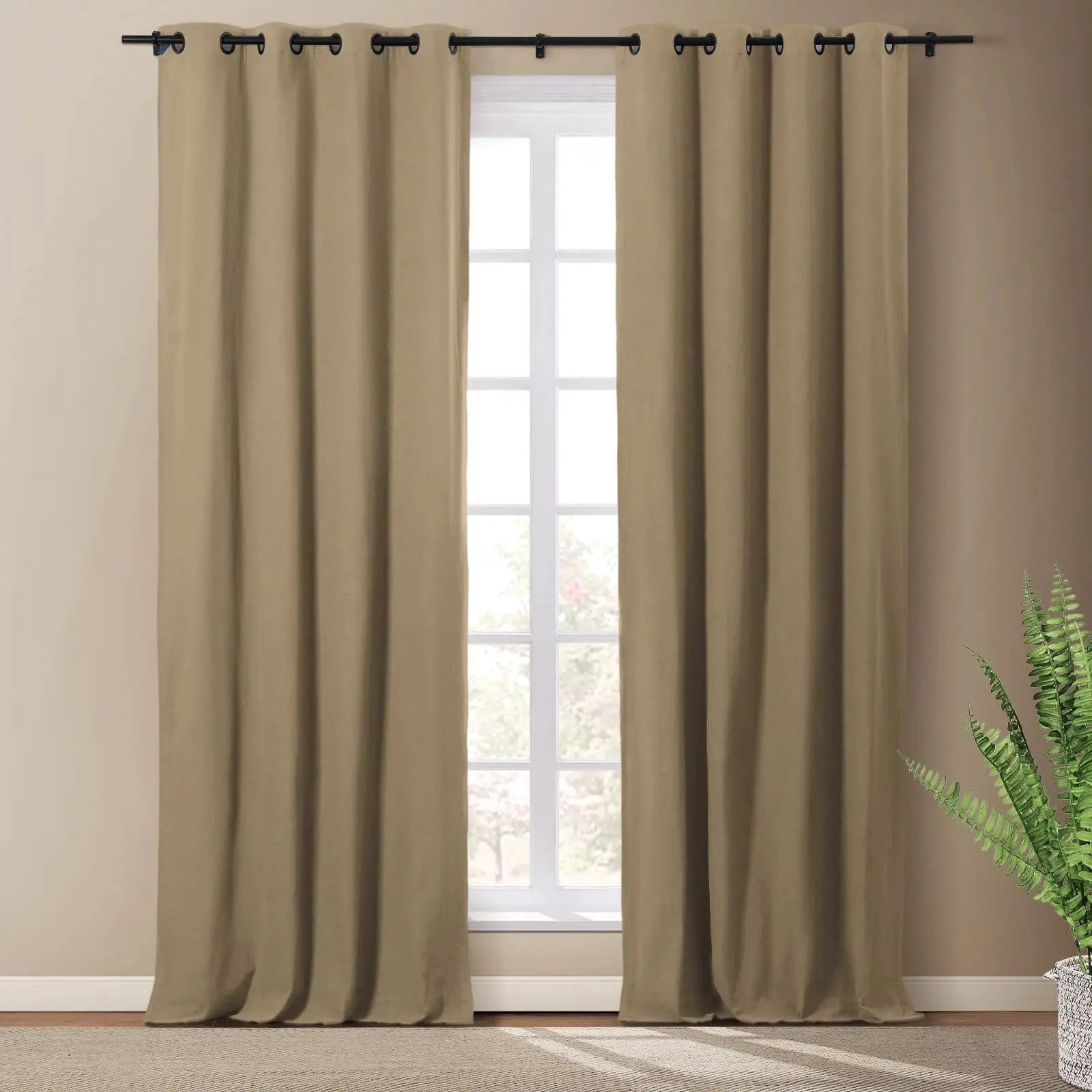 Masha Linen Cotton Textured Drapery Grommet SLIDINGCURTAIN