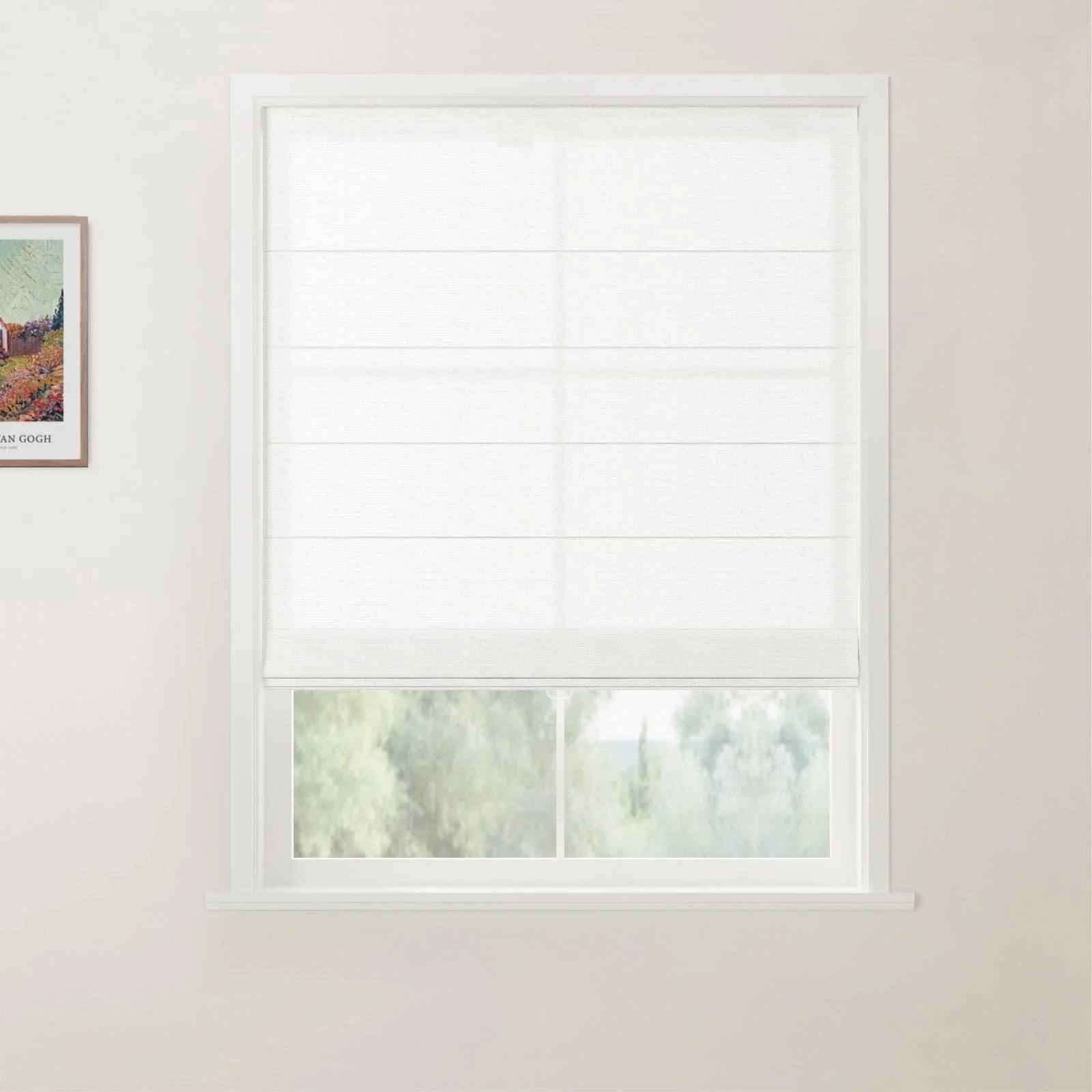 Liz Linen Back Slat Roman Shades Cordless