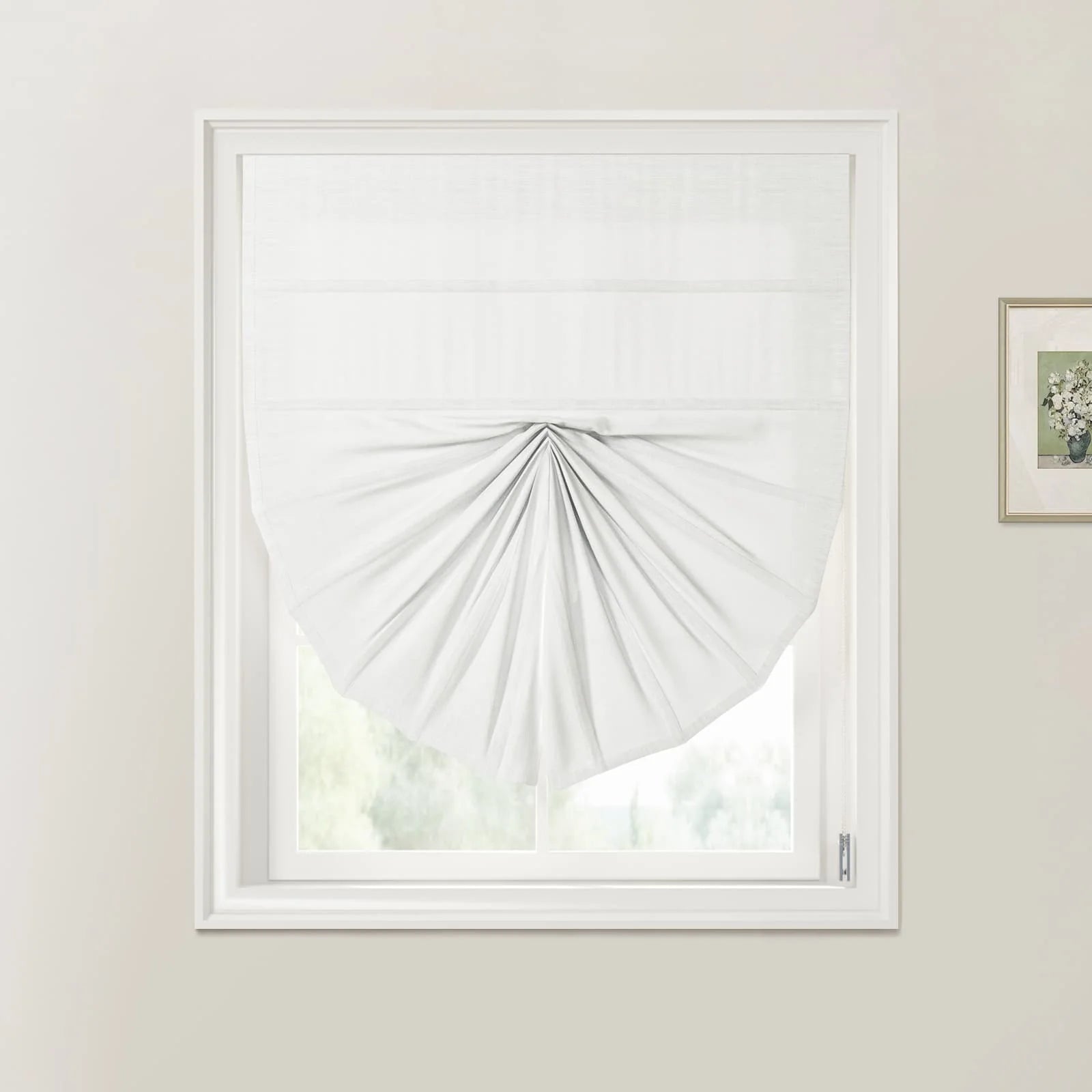 Liz Linen Fan Roman Shades Cord Lift