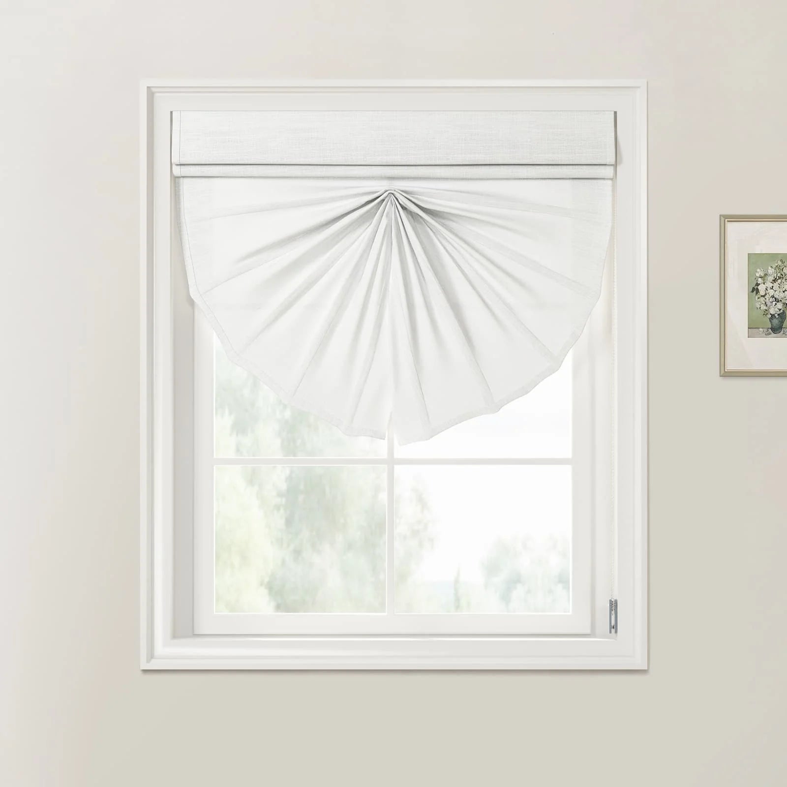 Liz Linen Fan Roman Shades Cord Lift