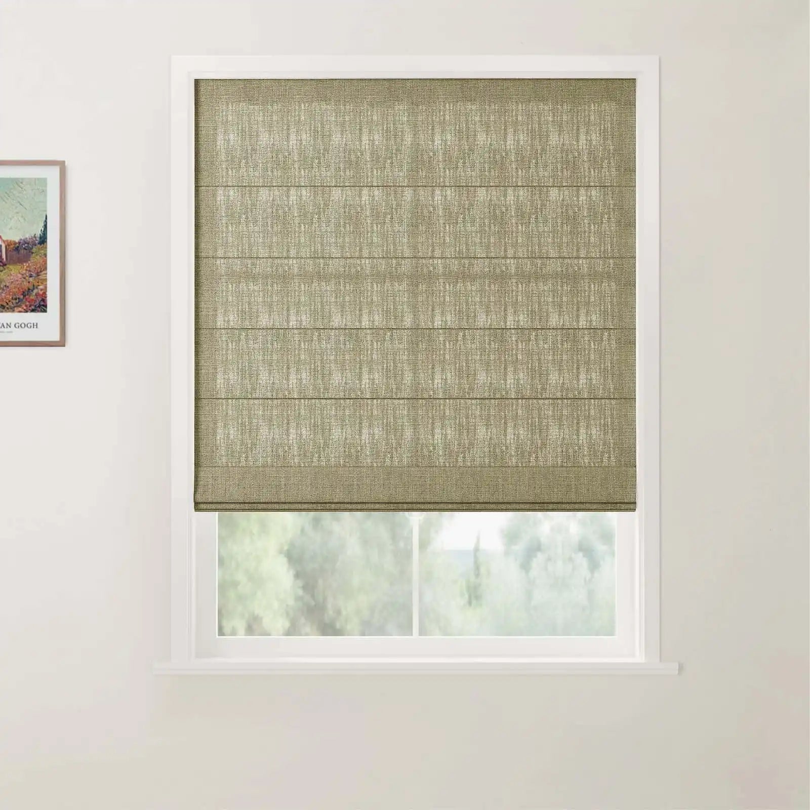 Liz Linen Back Slat Roman Shades Cordless