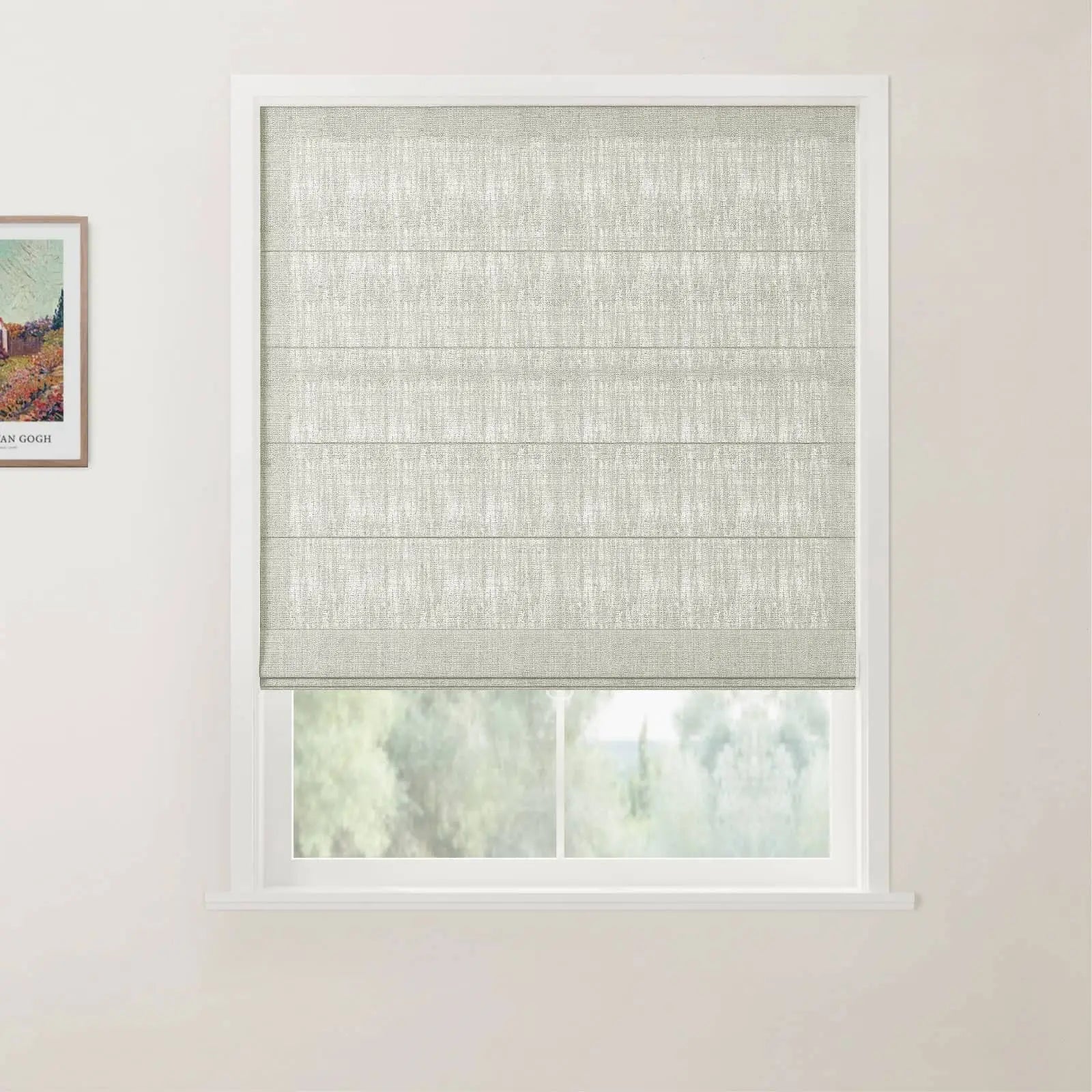 Liz Linen Back Slat Roman Shades Cordless