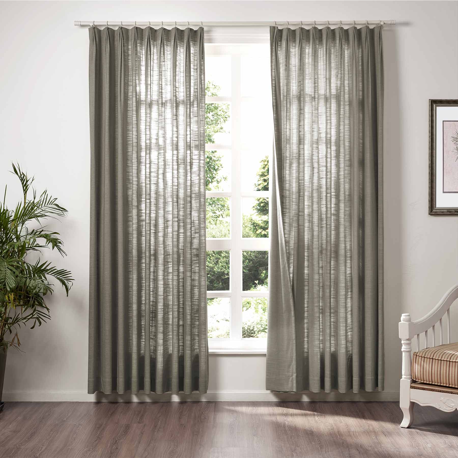 Liz Linen Extra Wide Curtains Pleated