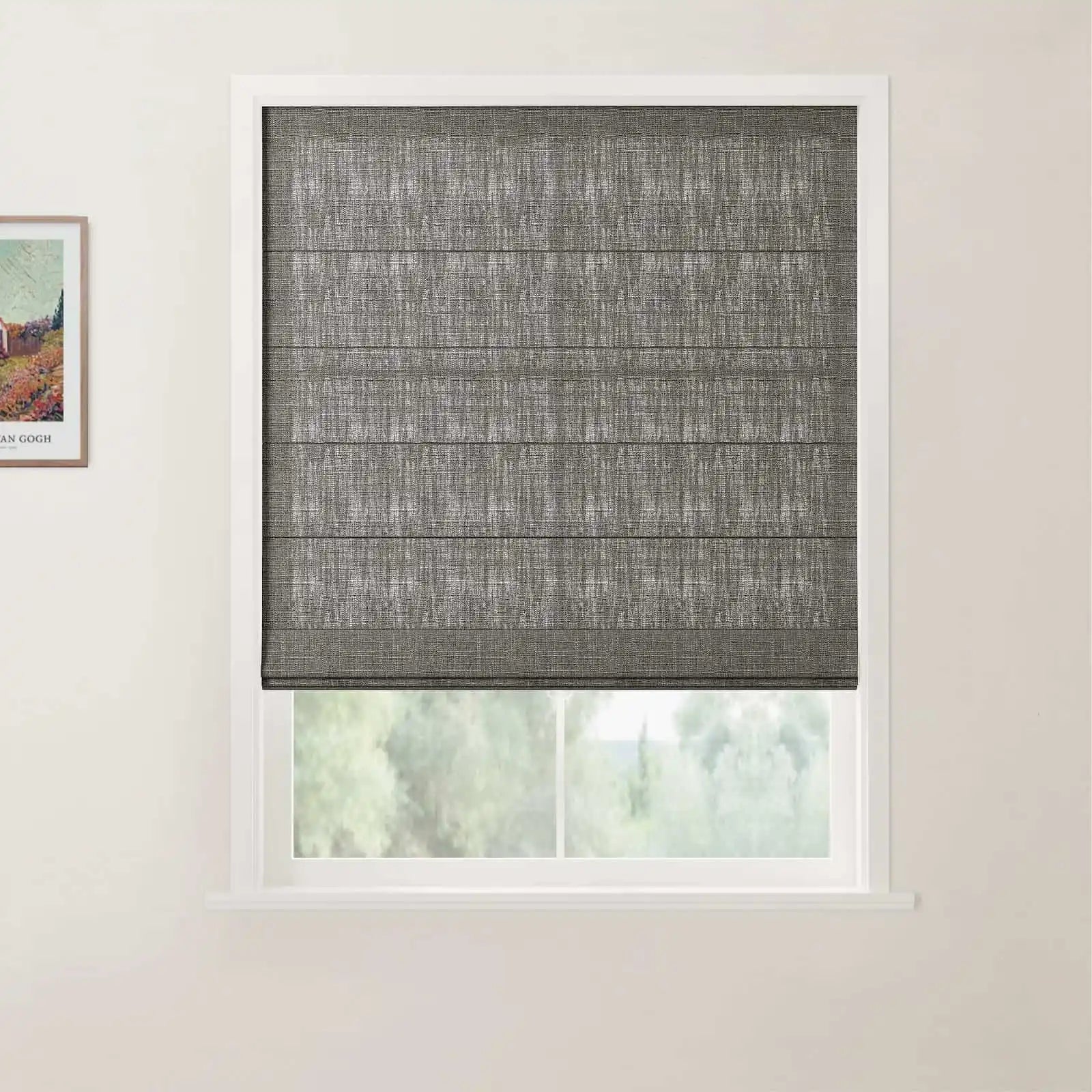 Liz Linen Back Slat Roman Shades Cordless