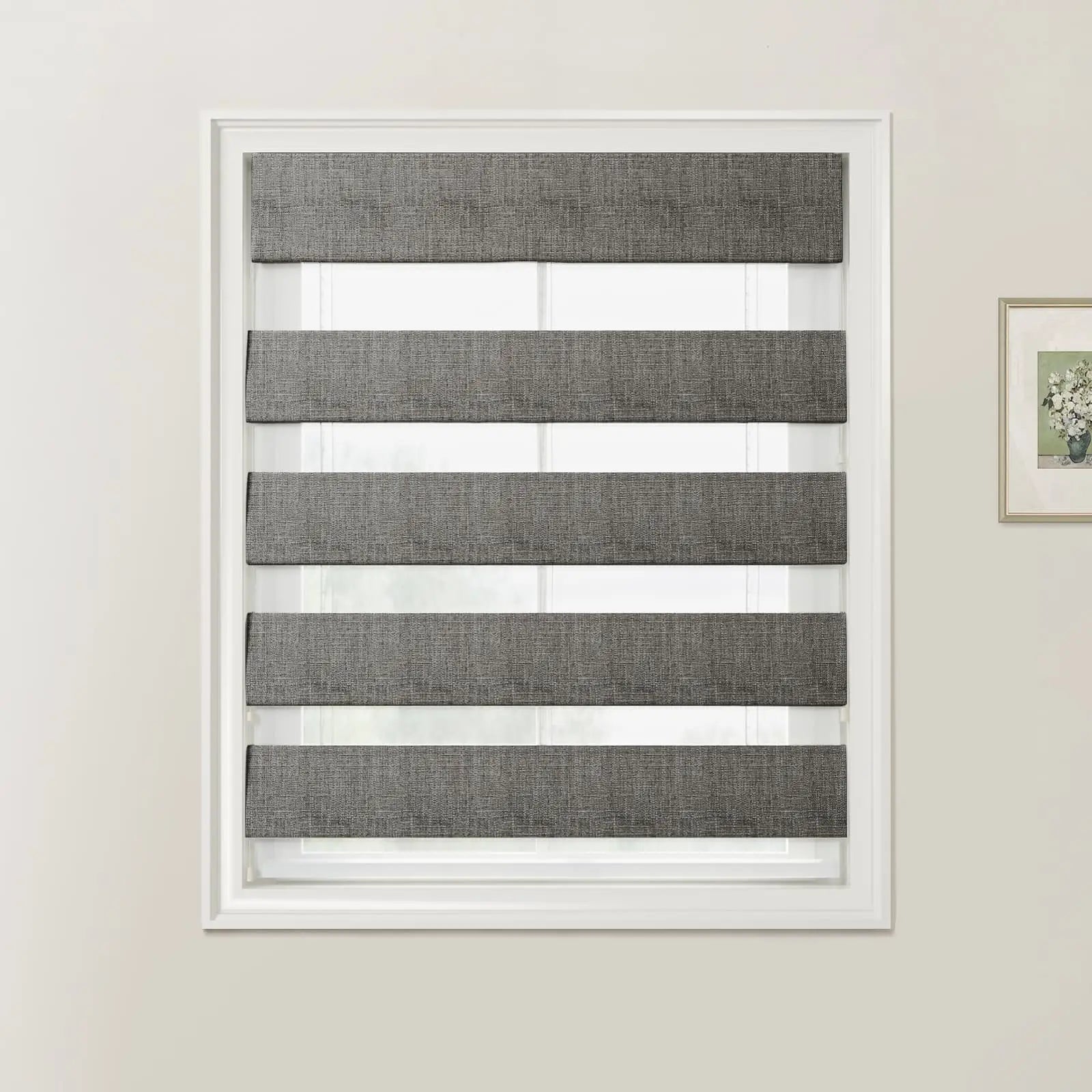 Liz Linen Zebra Roman Blind Cord Lift