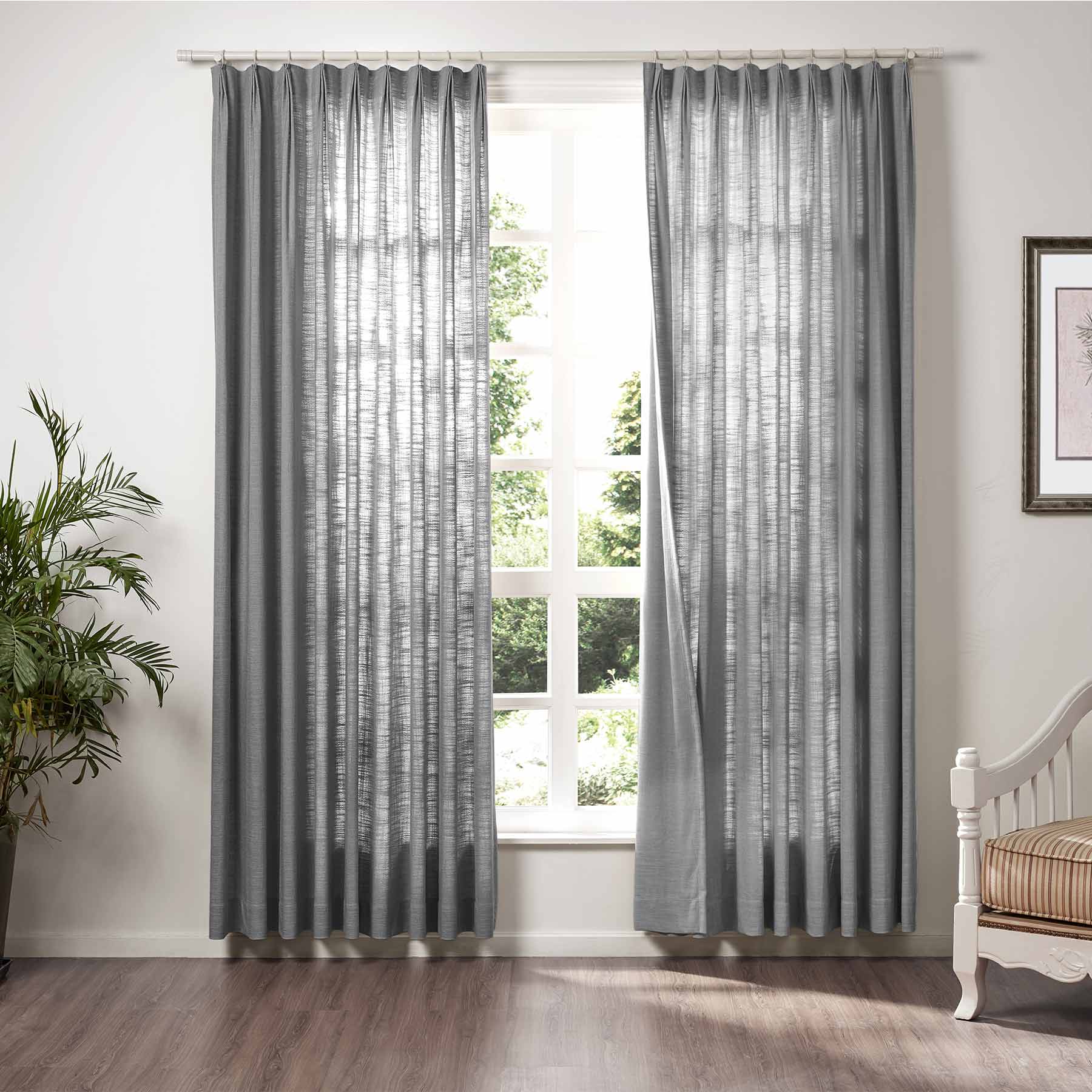 Liz Linen Extra Wide Curtains Pleated