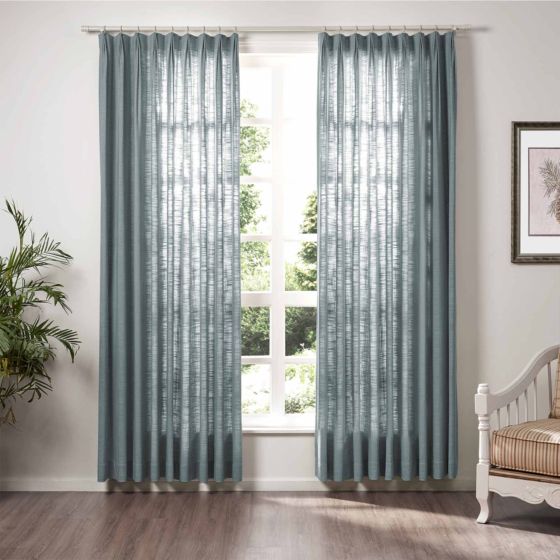 Liz Linen Extra Wide Curtains Pleated