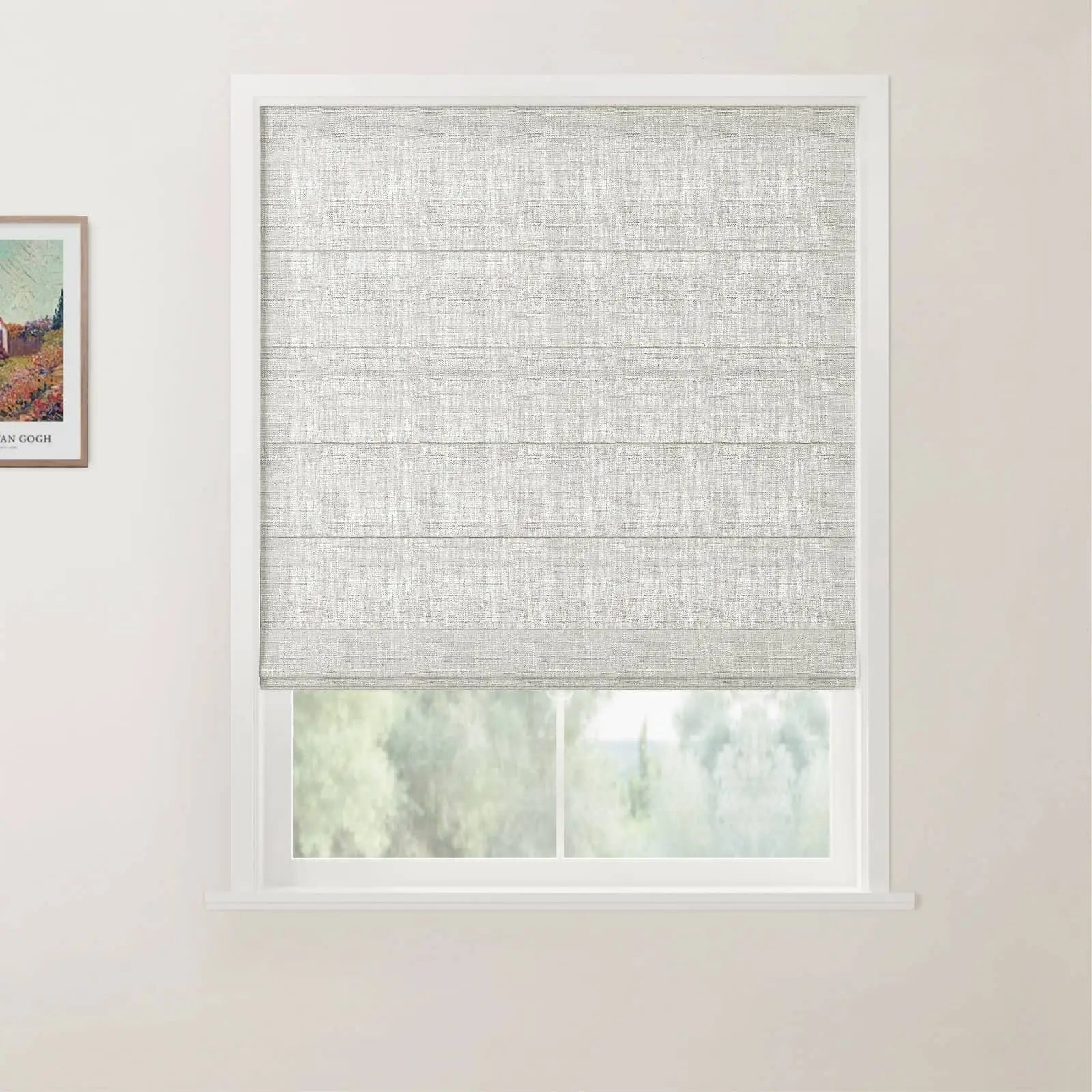 Liz Linen Back Slat Roman Shades Cordless