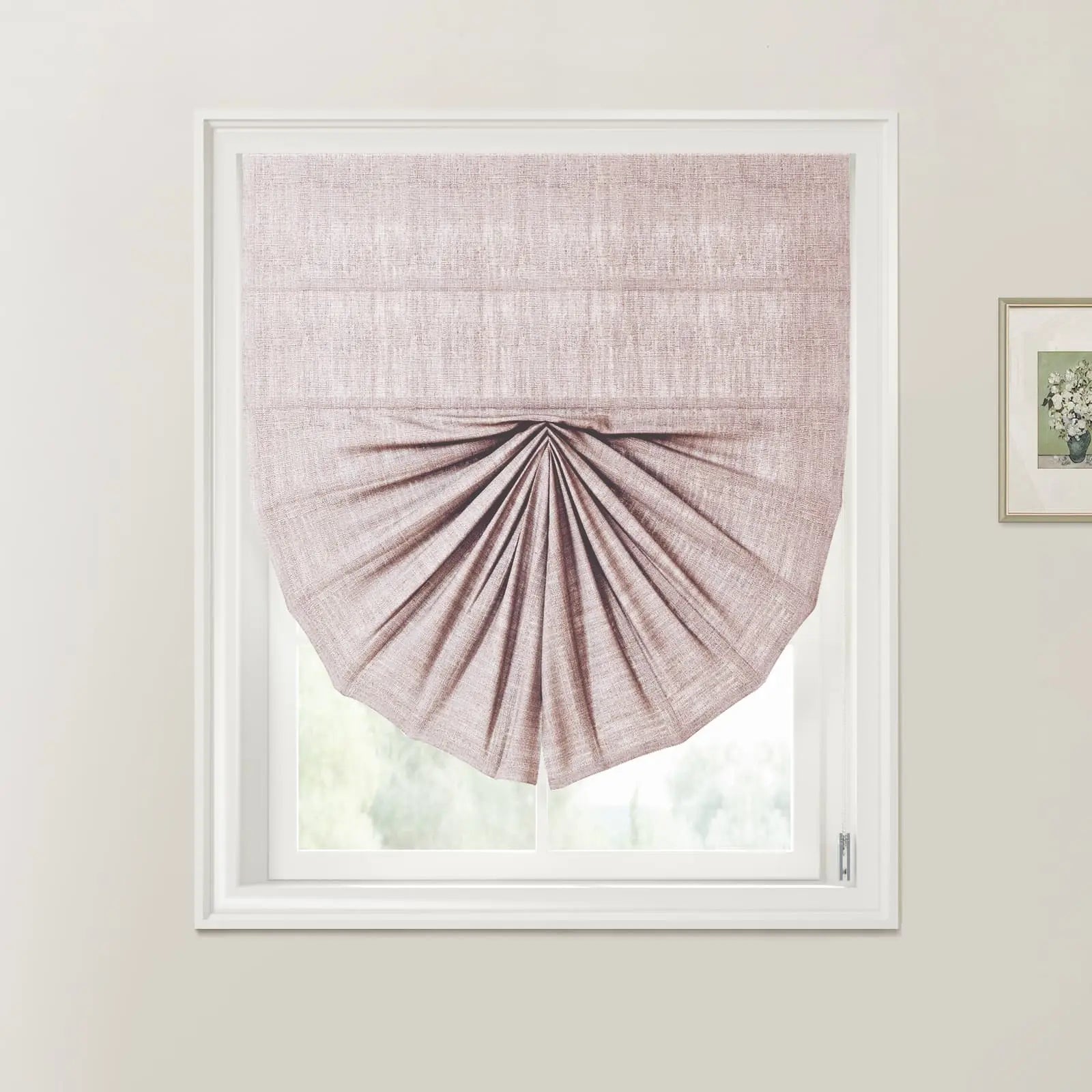 Liz Linen Fan Roman Shades Cord Lift