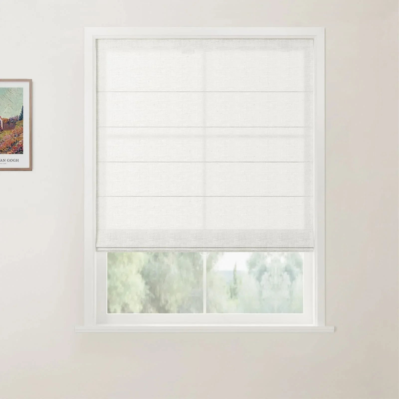 Liz Linen Back Slat Roman Shades Cordless