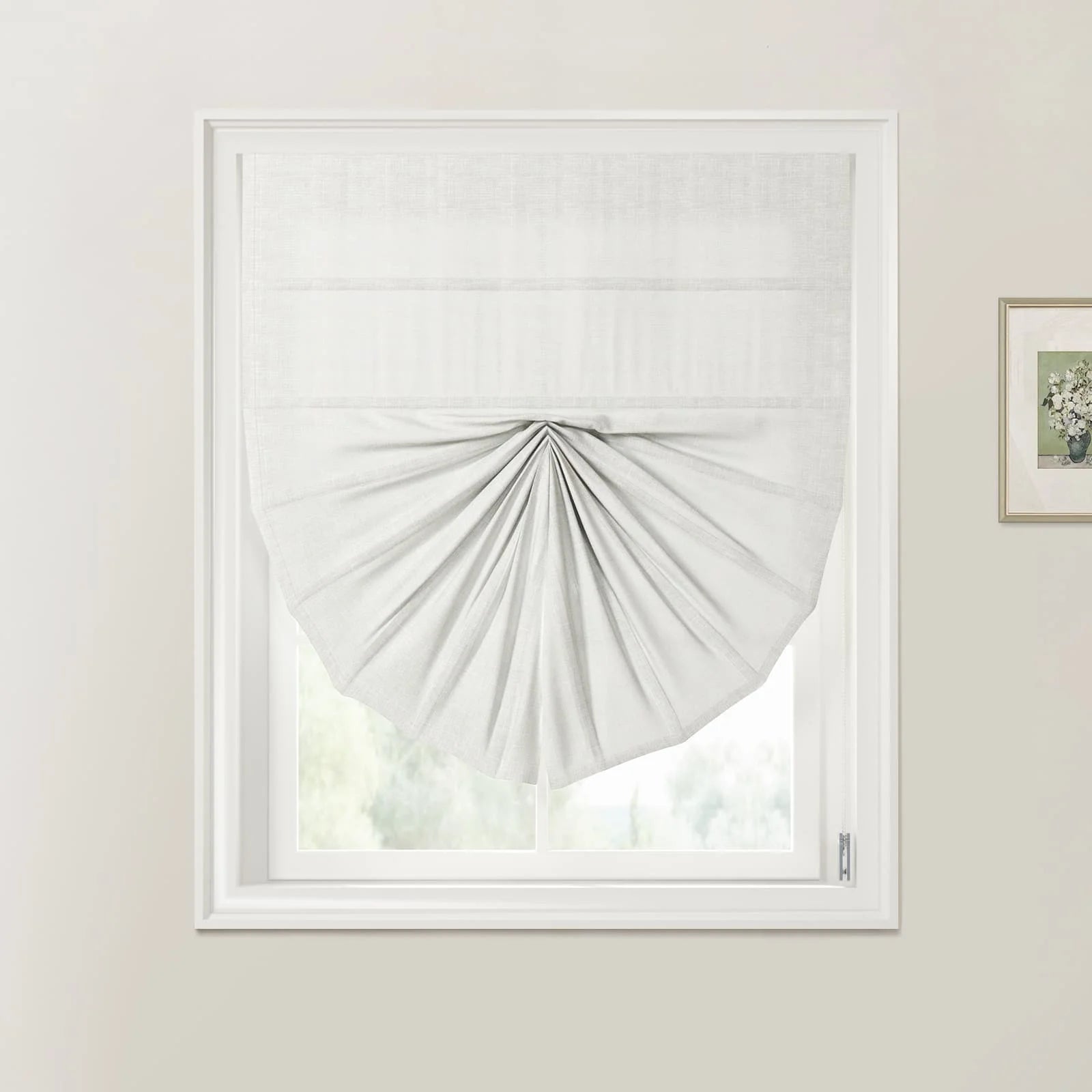 Liz Linen Fan Roman Shades Cord Lift