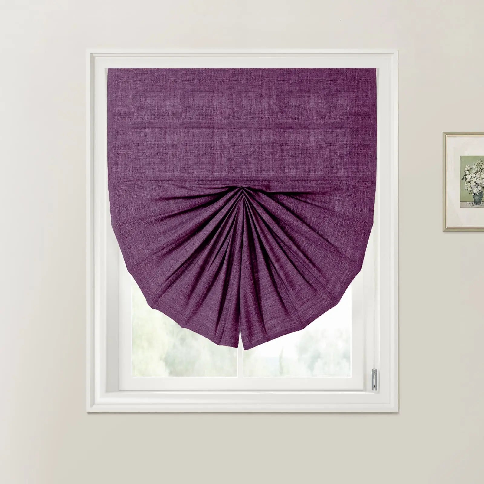 Liz Linen Fan Roman Shades Cord Lift