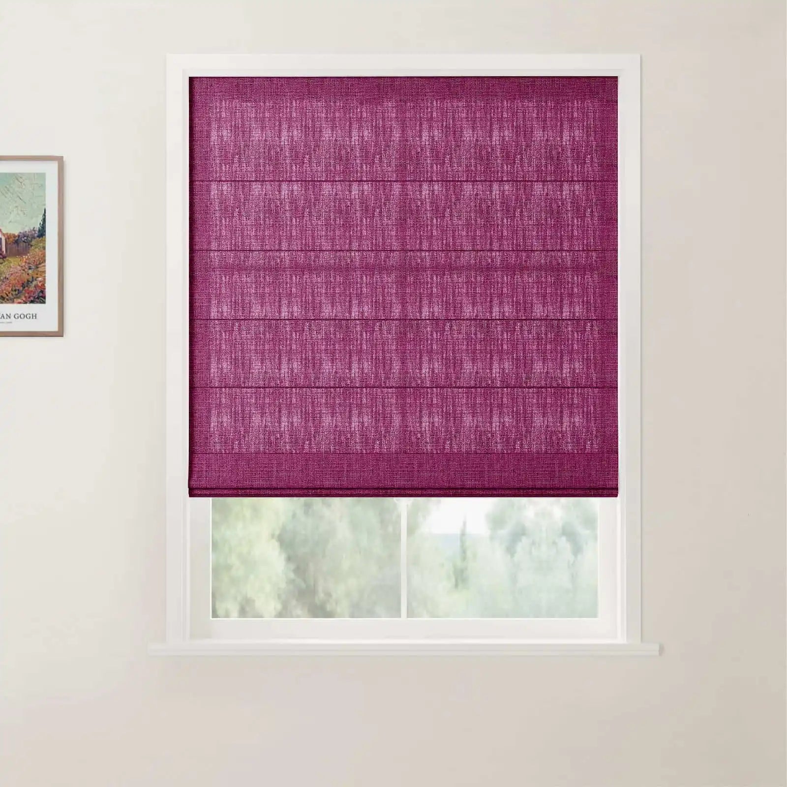 Liz Linen Back Slat Roman Shades Cordless